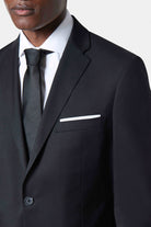 Veste de costume classique sergé de laine vierge Barberis Super 110's — col et finitions