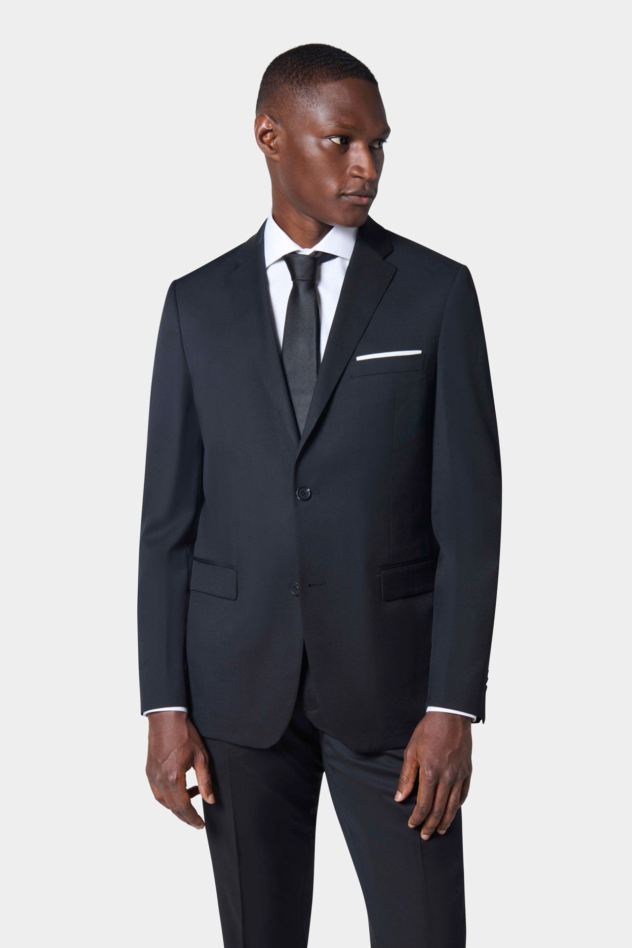 Veste de costume classique sergé de laine vierge Barberis Super 110's — vue de trois-quarts