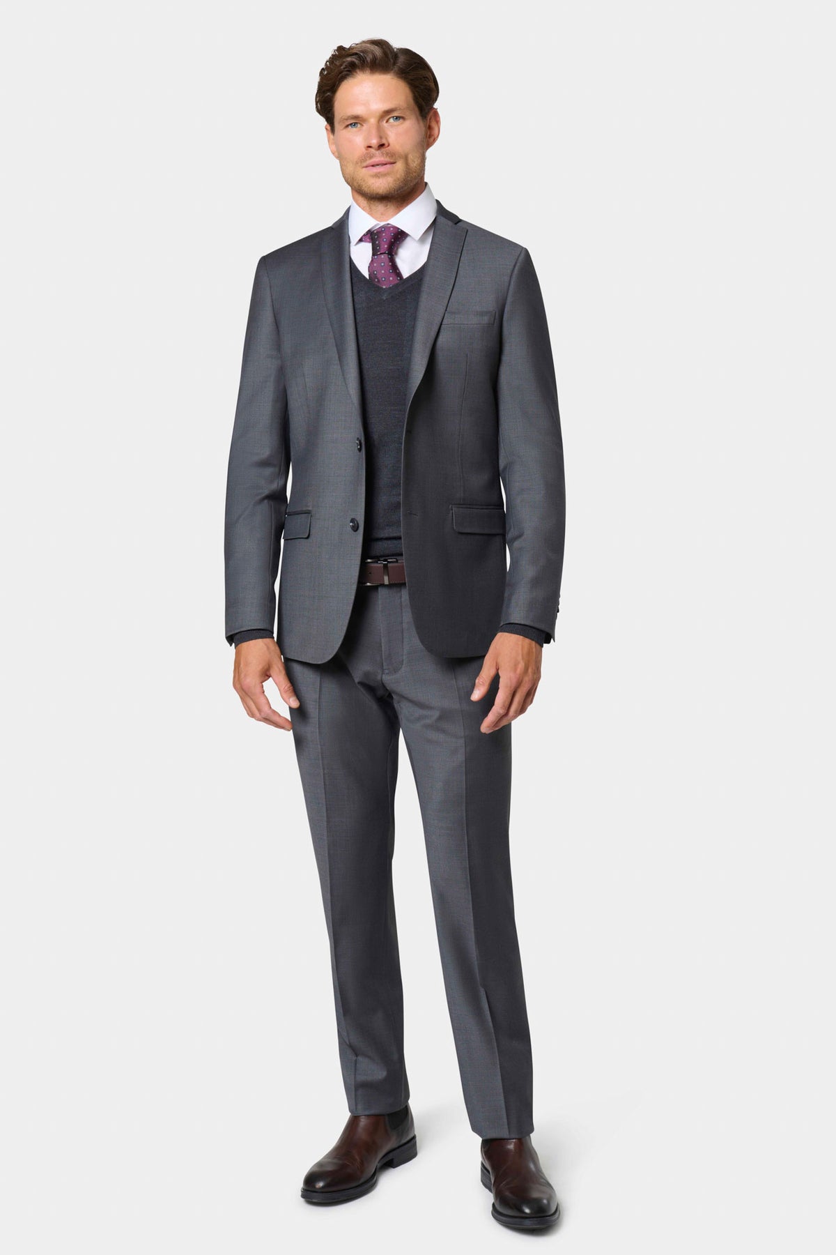 Veste de costume lavable en laine vierge mélangée bi-stretch — vue de dos