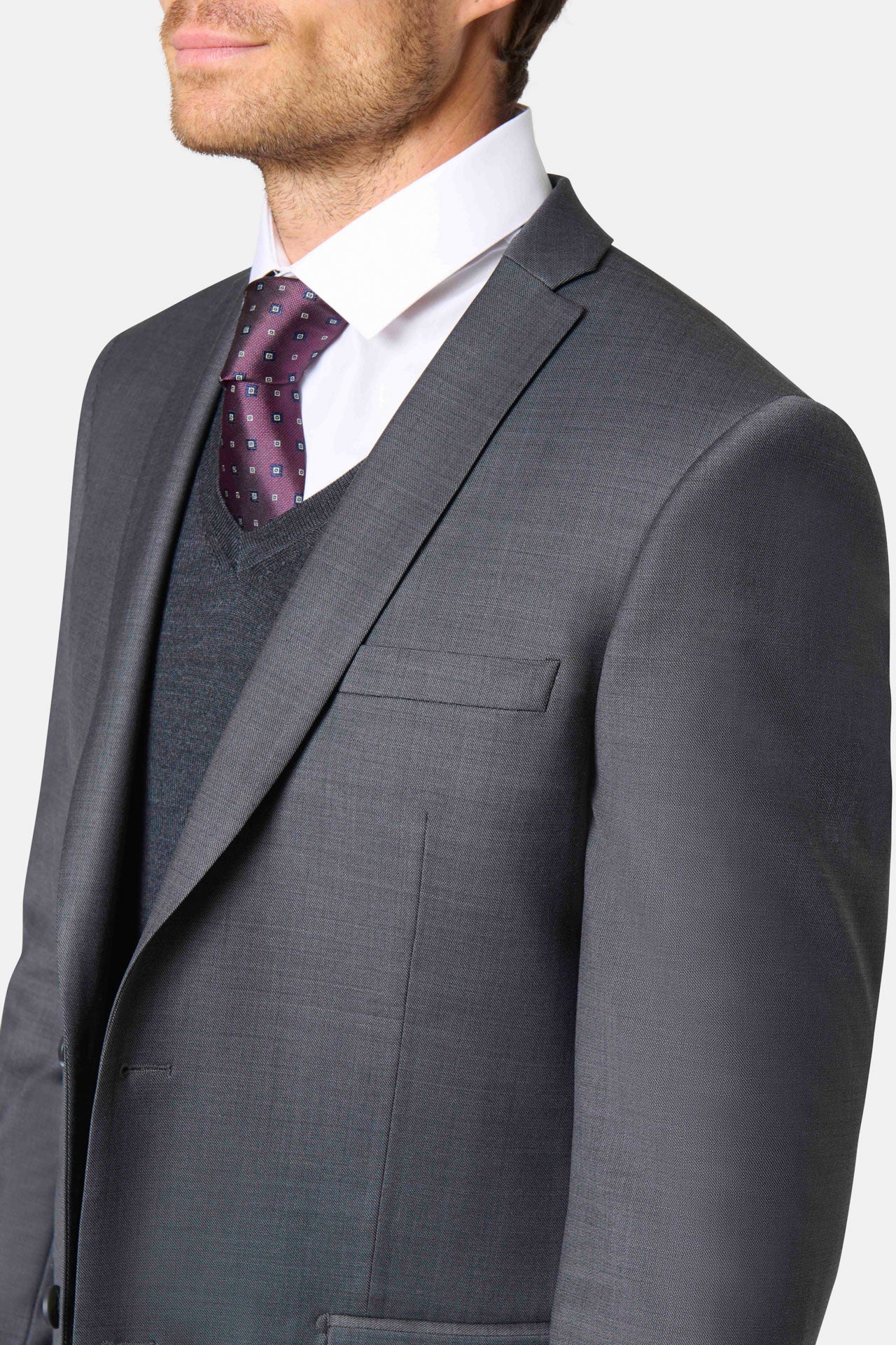 Camisa de lunares de tejido elástico que no se arruga Ajuste slim