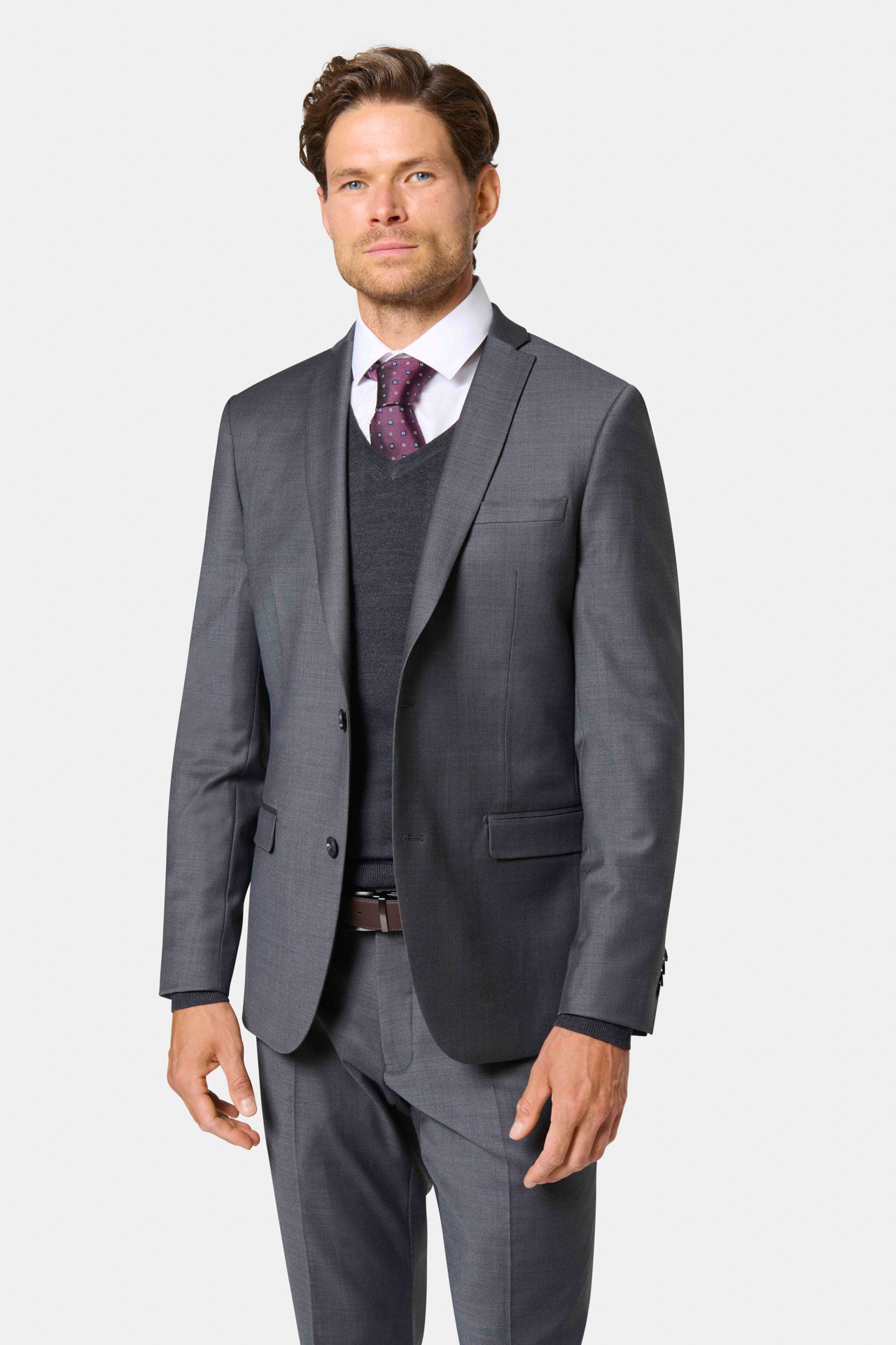 Camisa de lunares de tejido elástico que no se arruga Ajuste slim