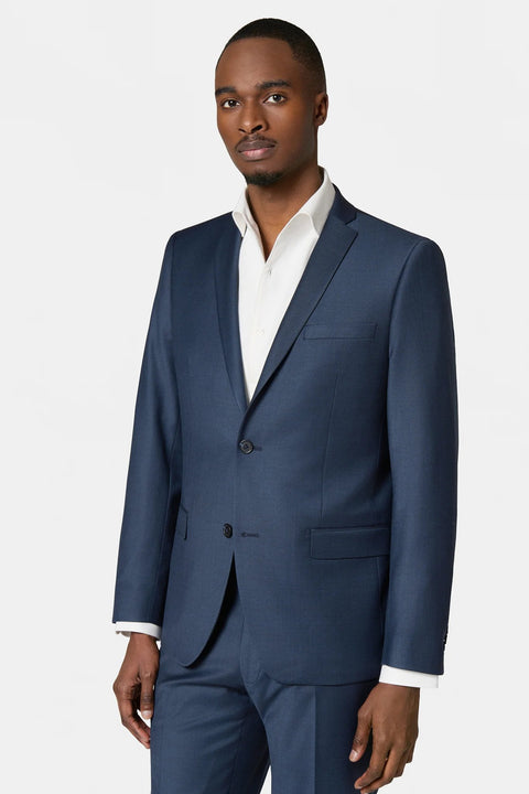 Veste de costume lavable en laine vierge mélangée bi-stretch Jerem, col cranté à boutonnière et pin's, col cranté, entièrement doublée