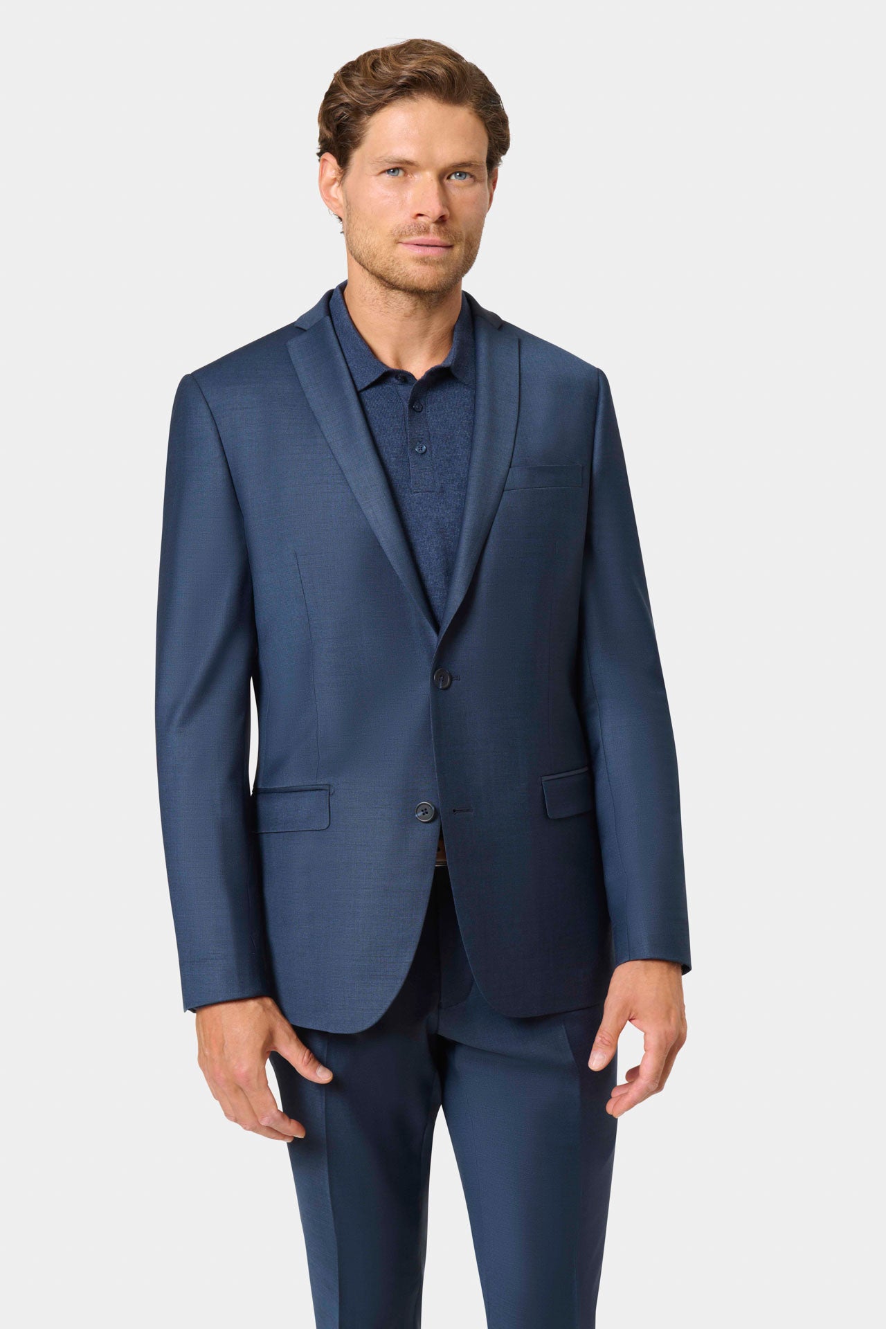 Camisa de lunares de tejido elástico que no se arruga Ajuste slim