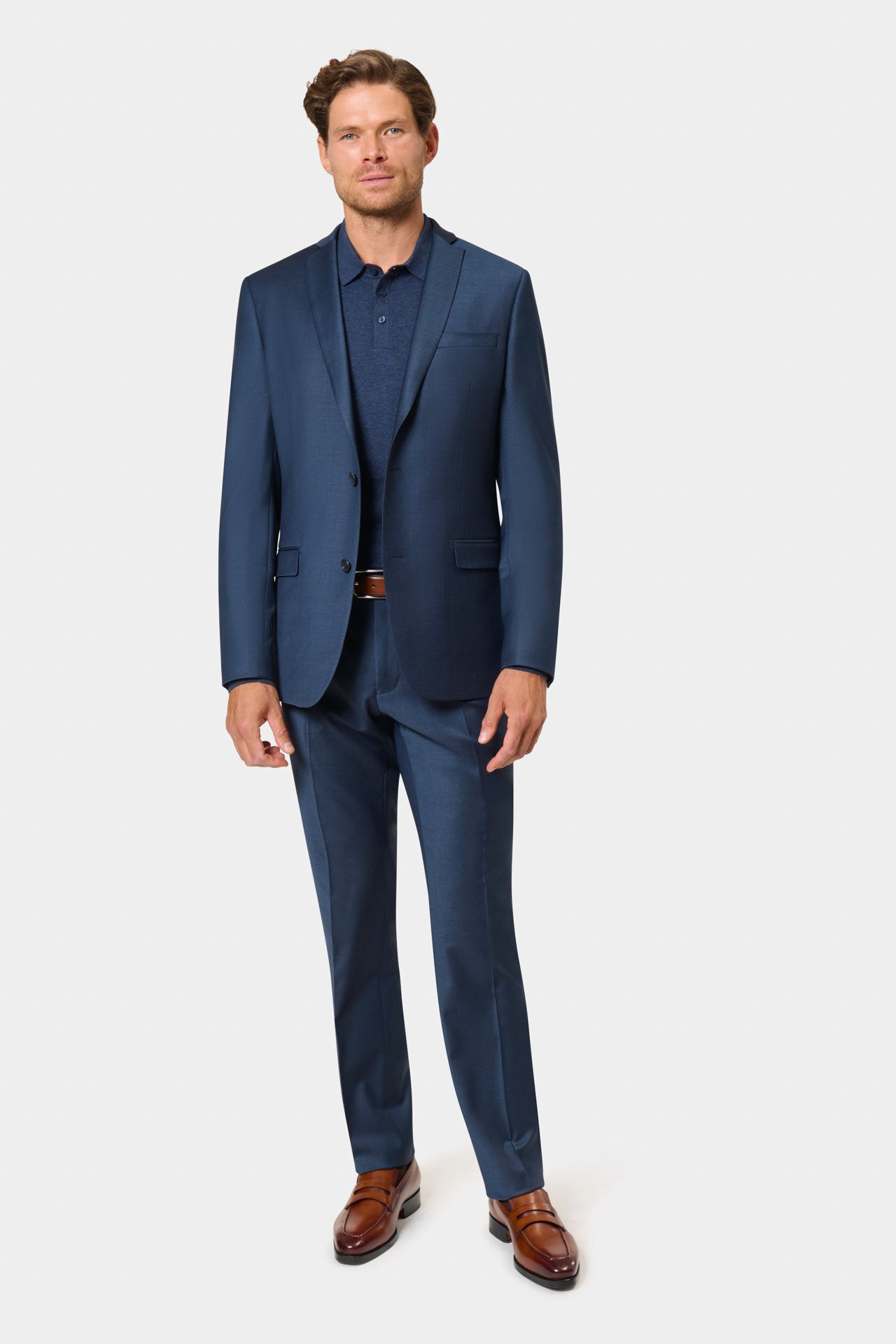 Camisa de lunares de tejido elástico que no se arruga Ajuste slim