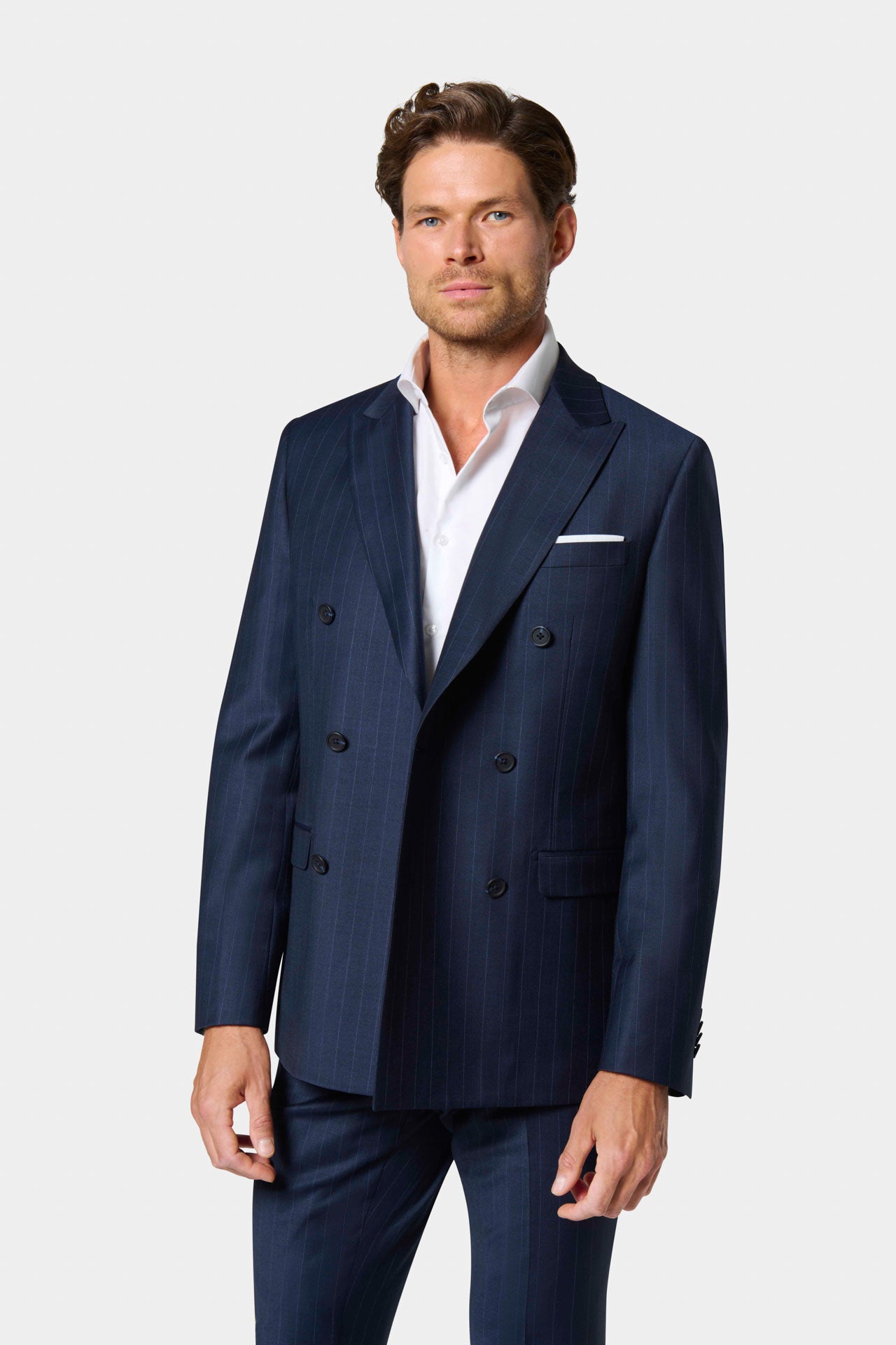 Veste de costume croisée à rayures tennis Jerem Paris, vue de dos