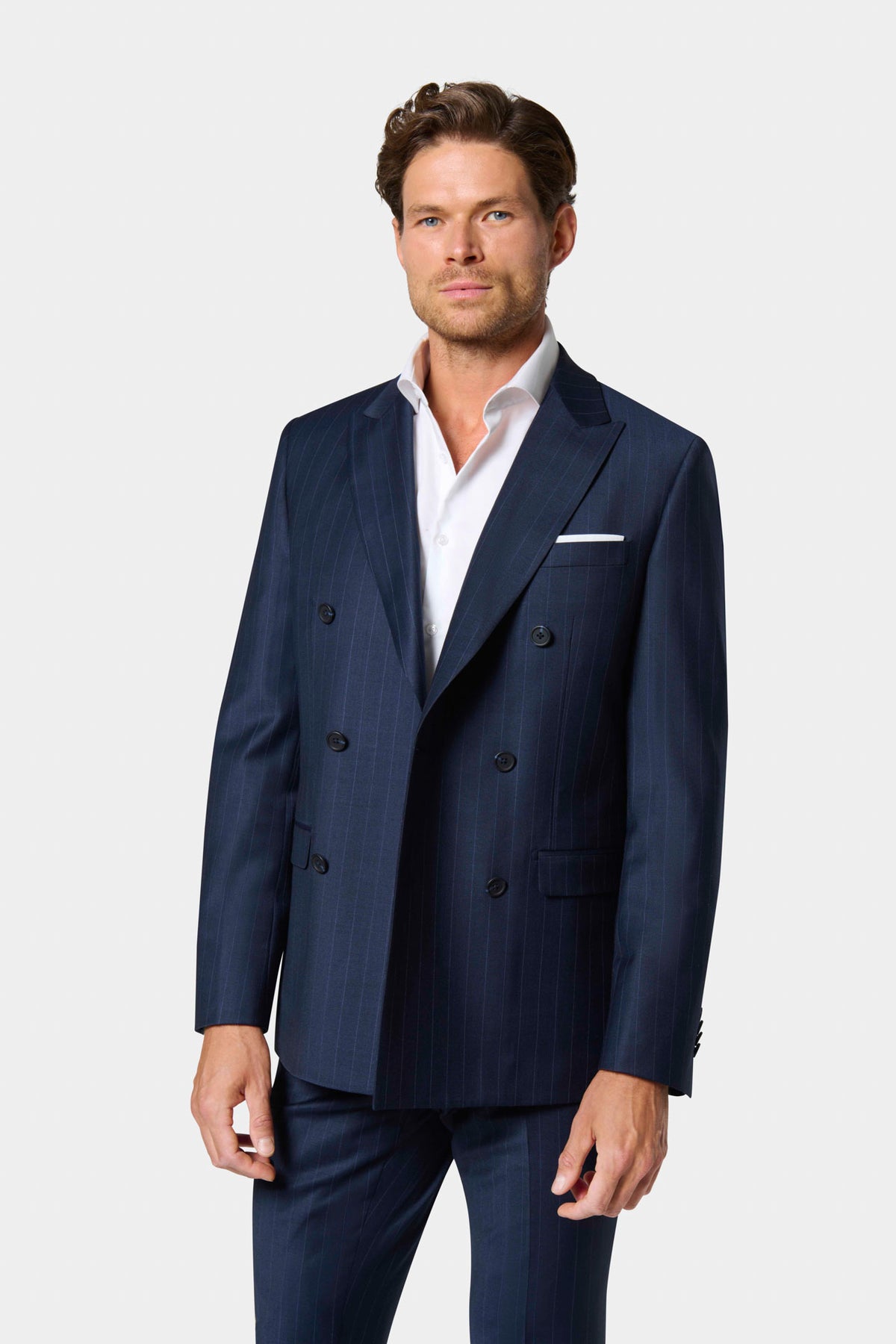 Veste de costume croisée à rayures tennis Jerem Paris, vue de dos