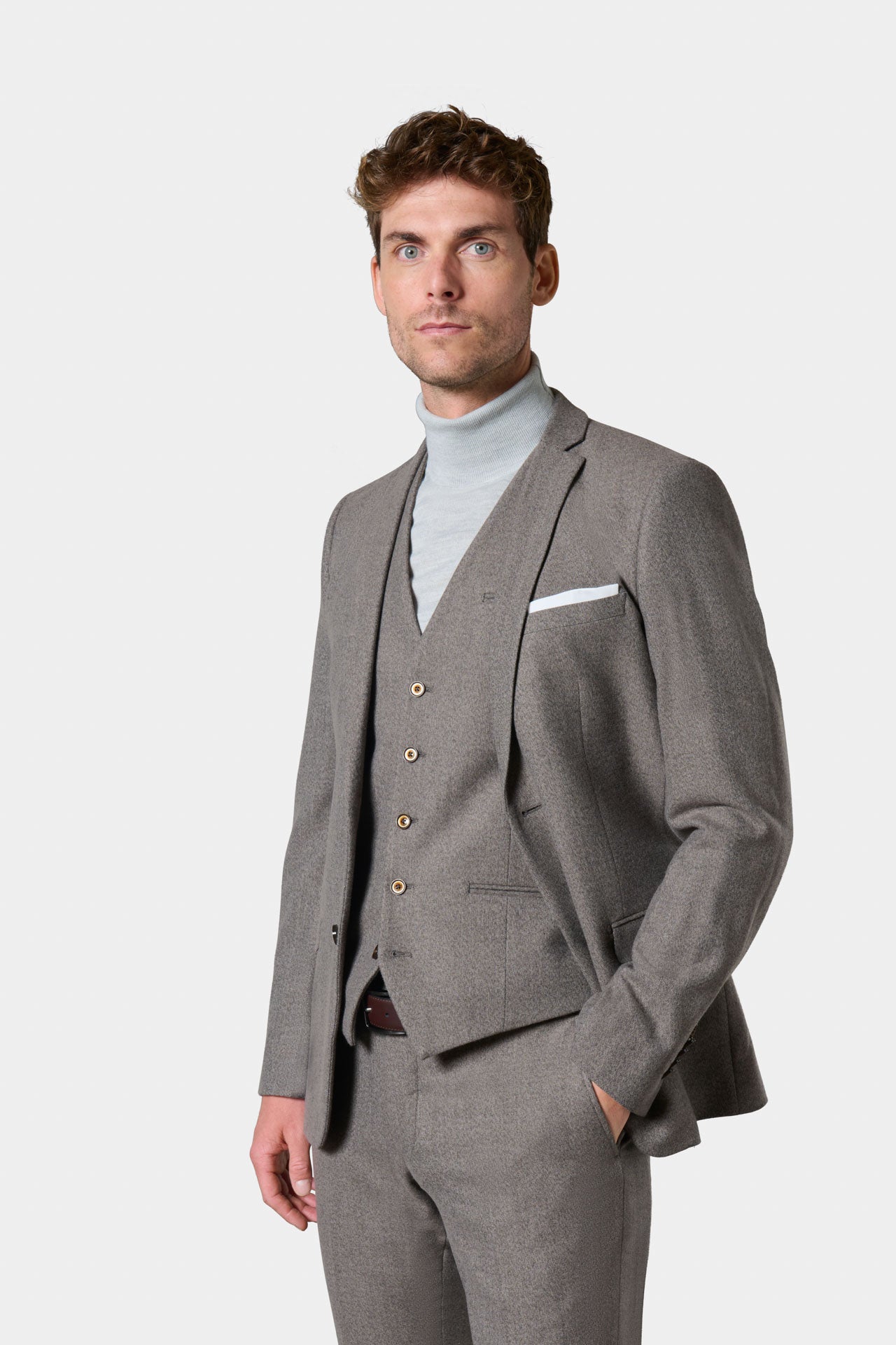 Pantalon de costume ajusté beige chiné