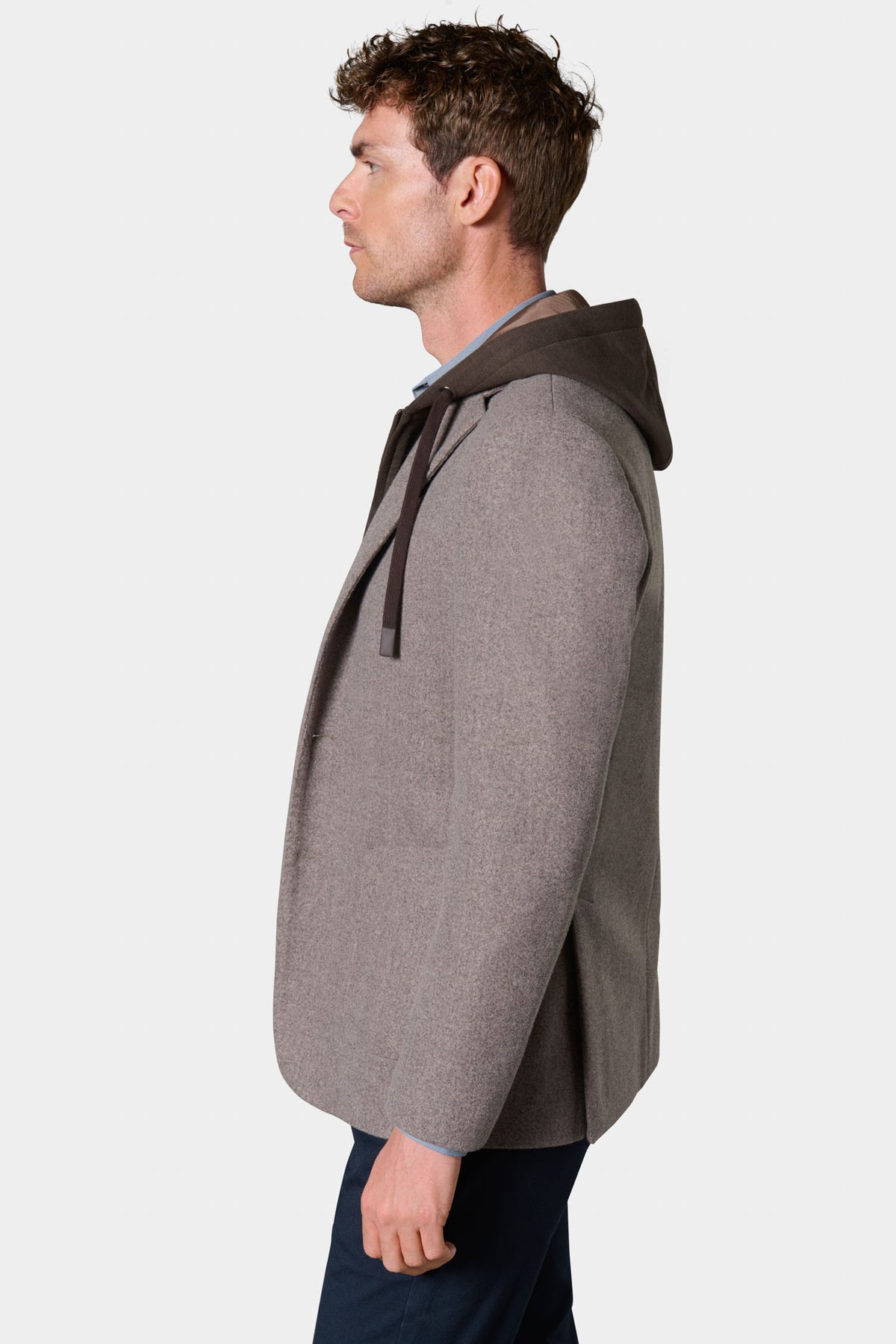 Veste en maille feutrée à capuche et plastron amovible