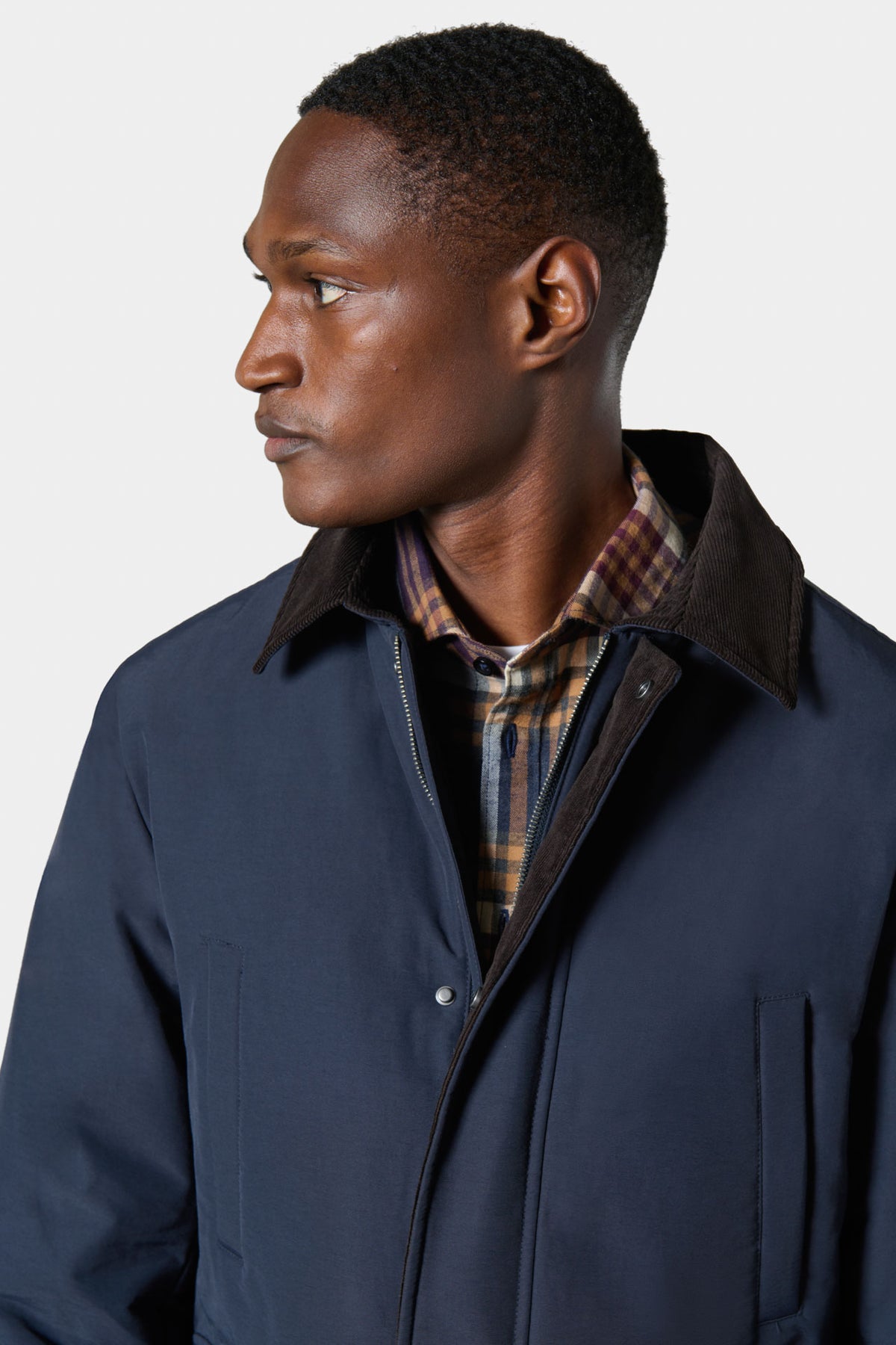 Veste imperméable à col en velours côtelé