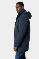 Parka à capuche homme bleu marine Jerem — vue de profil, capuche relevée