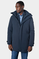 Parka à capuche homme bleu marine Jerem — vue de face, fermeture zippée