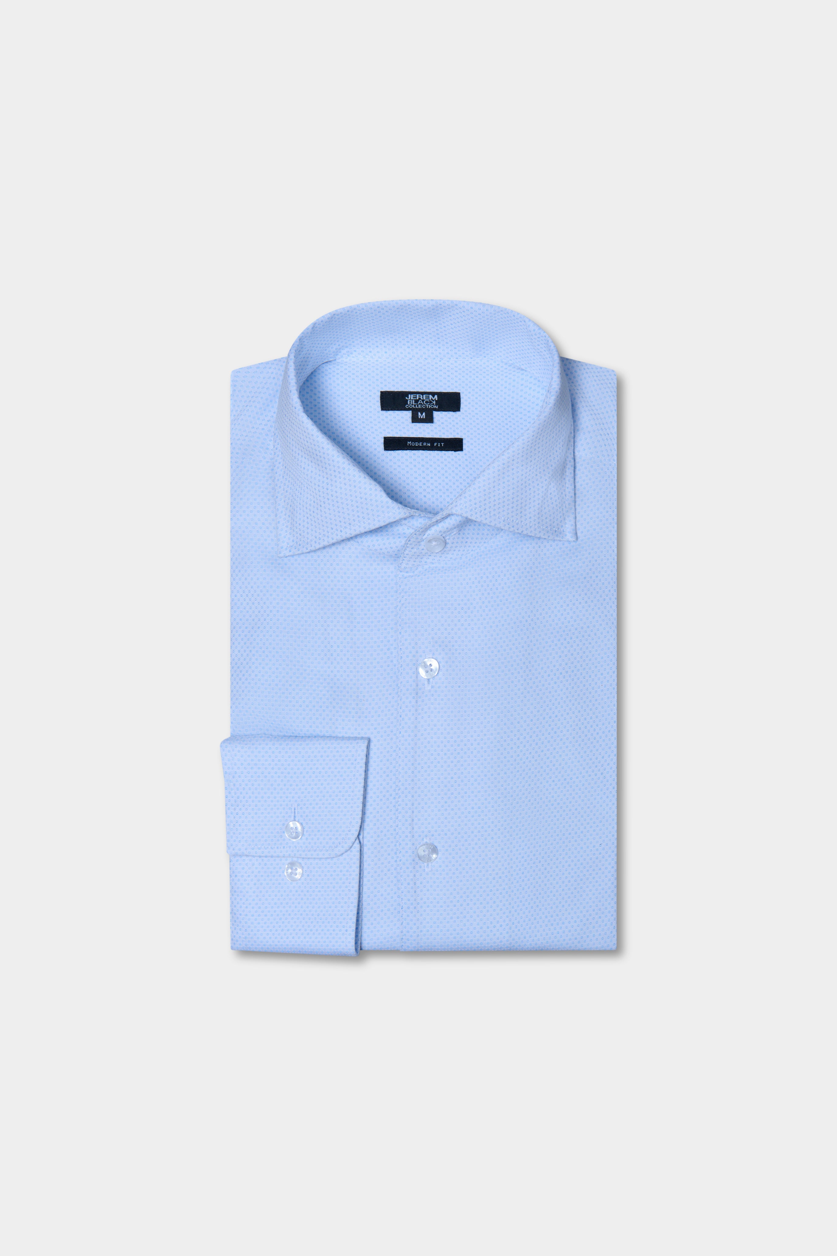Chemise texturée en coton coupe droite Jerem, col classique, coupe droite