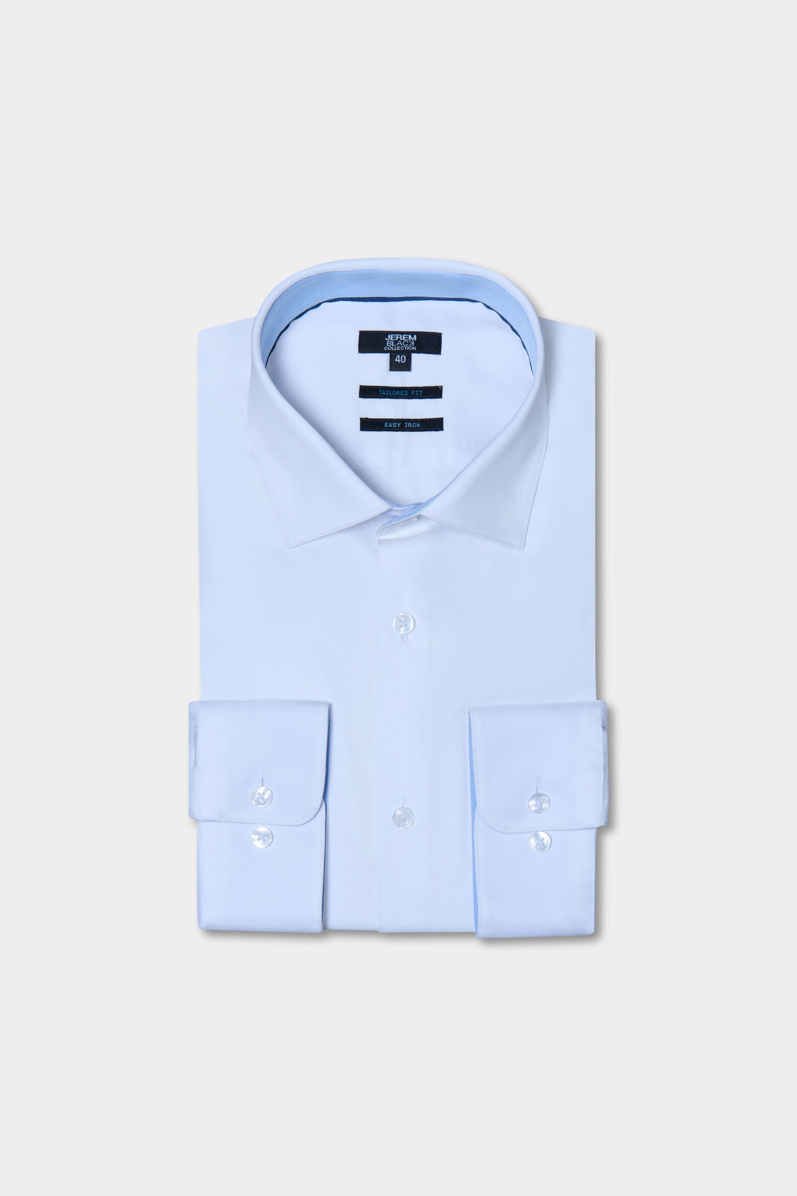 Chemise en twill de coton repassage facile ajustée Jerem, col semi-italien, coupe ajustée