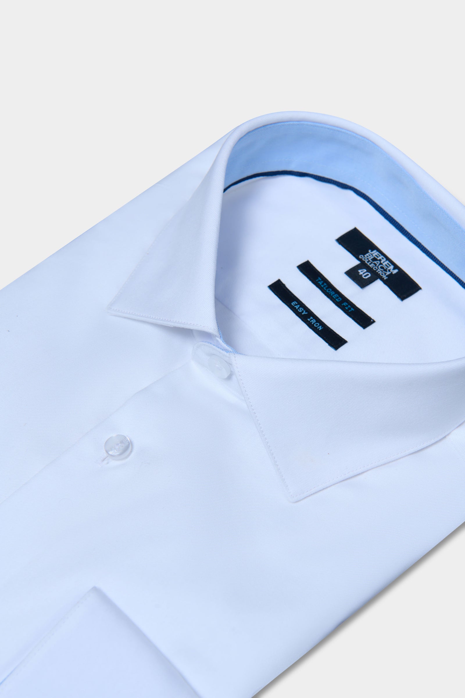 Chemise en twill de coton repassage facile coupe ajustée Jerem, repassage facile, col semi-italien