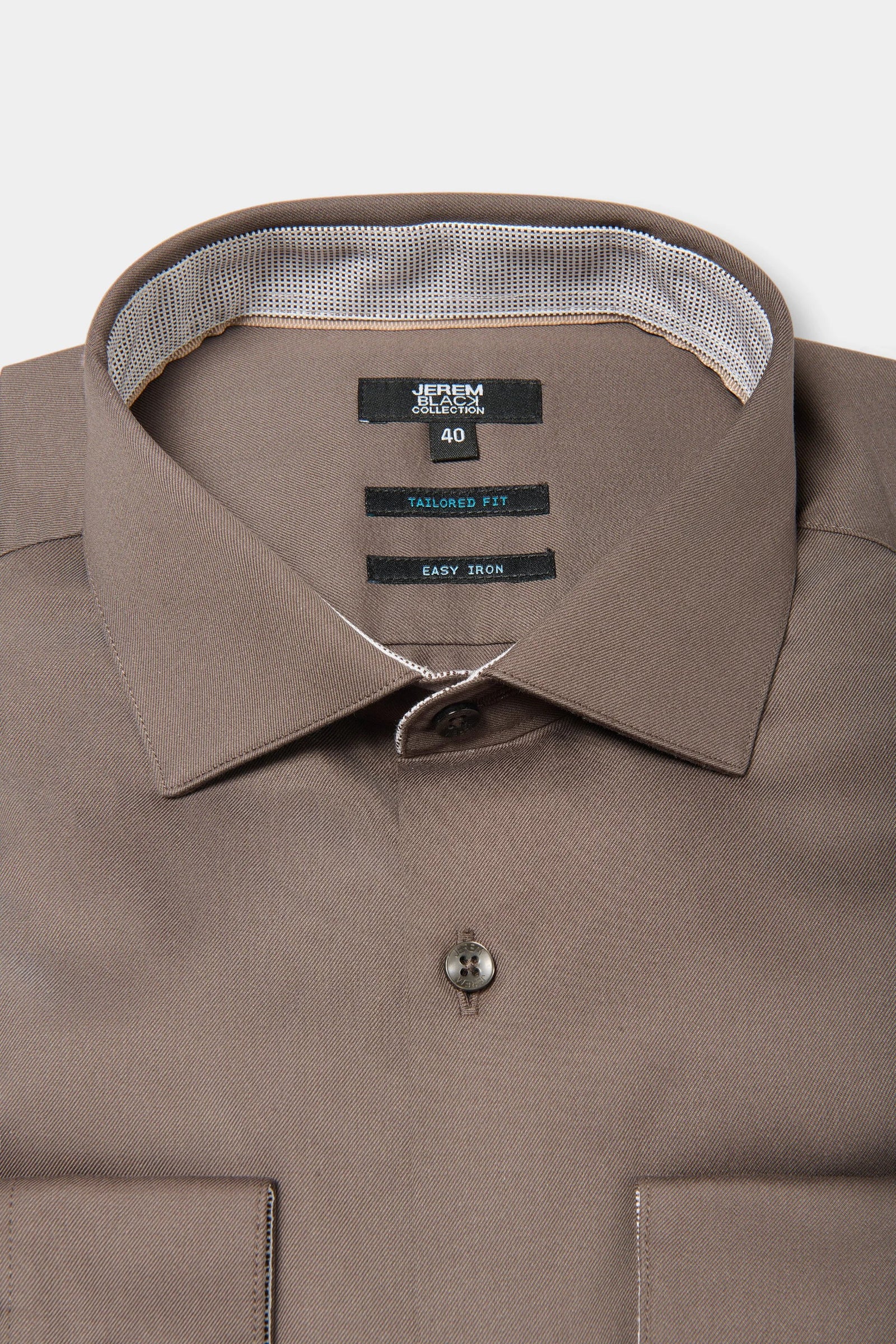Chemise en twill de coton repassage facile ajustée Jerem, repassage facile, col semi-italien