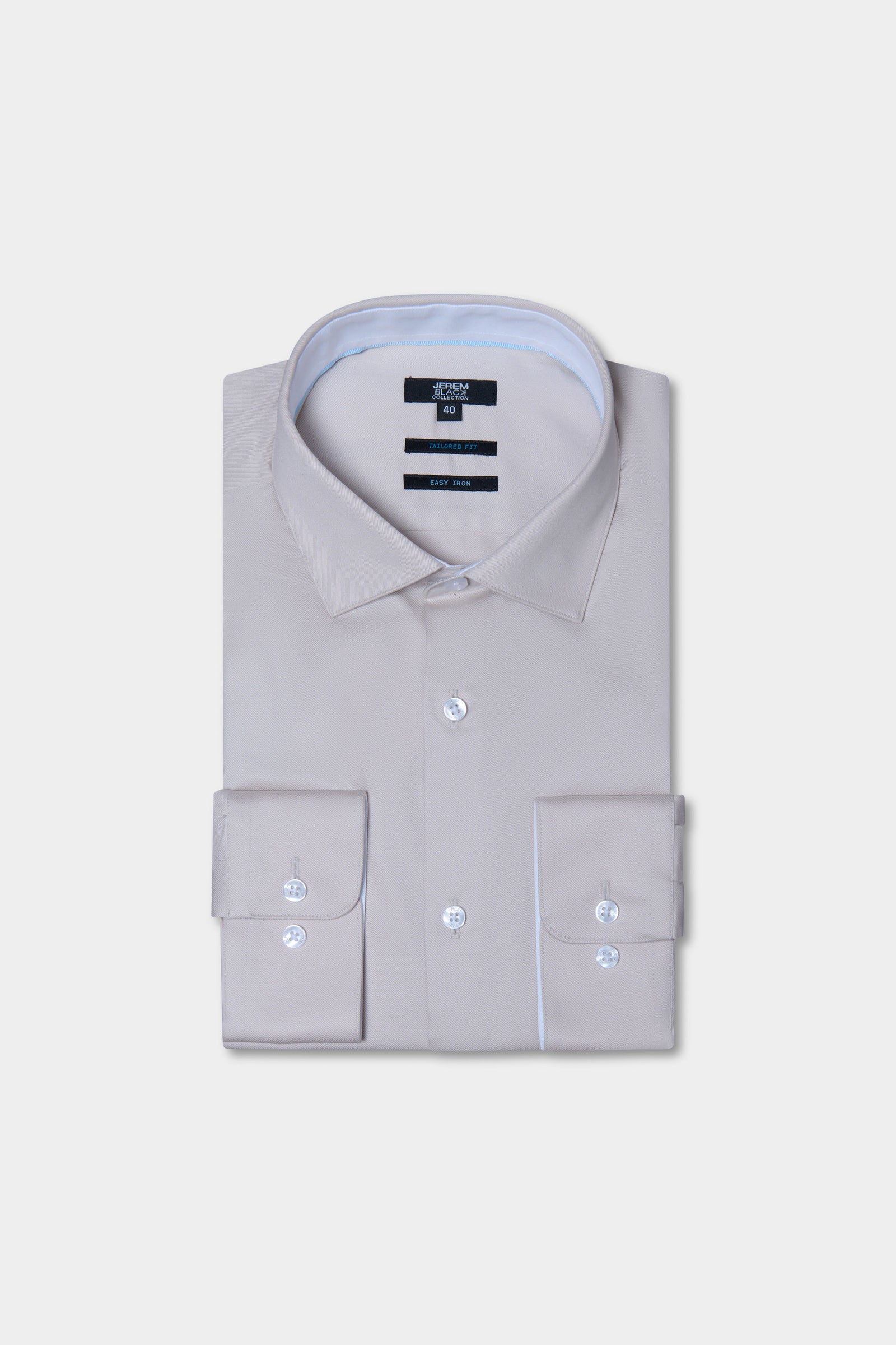 Chemise en twill de coton repassage facile coupe ajustée Jerem, col semi-italien, coupe ajustée, repassage facile