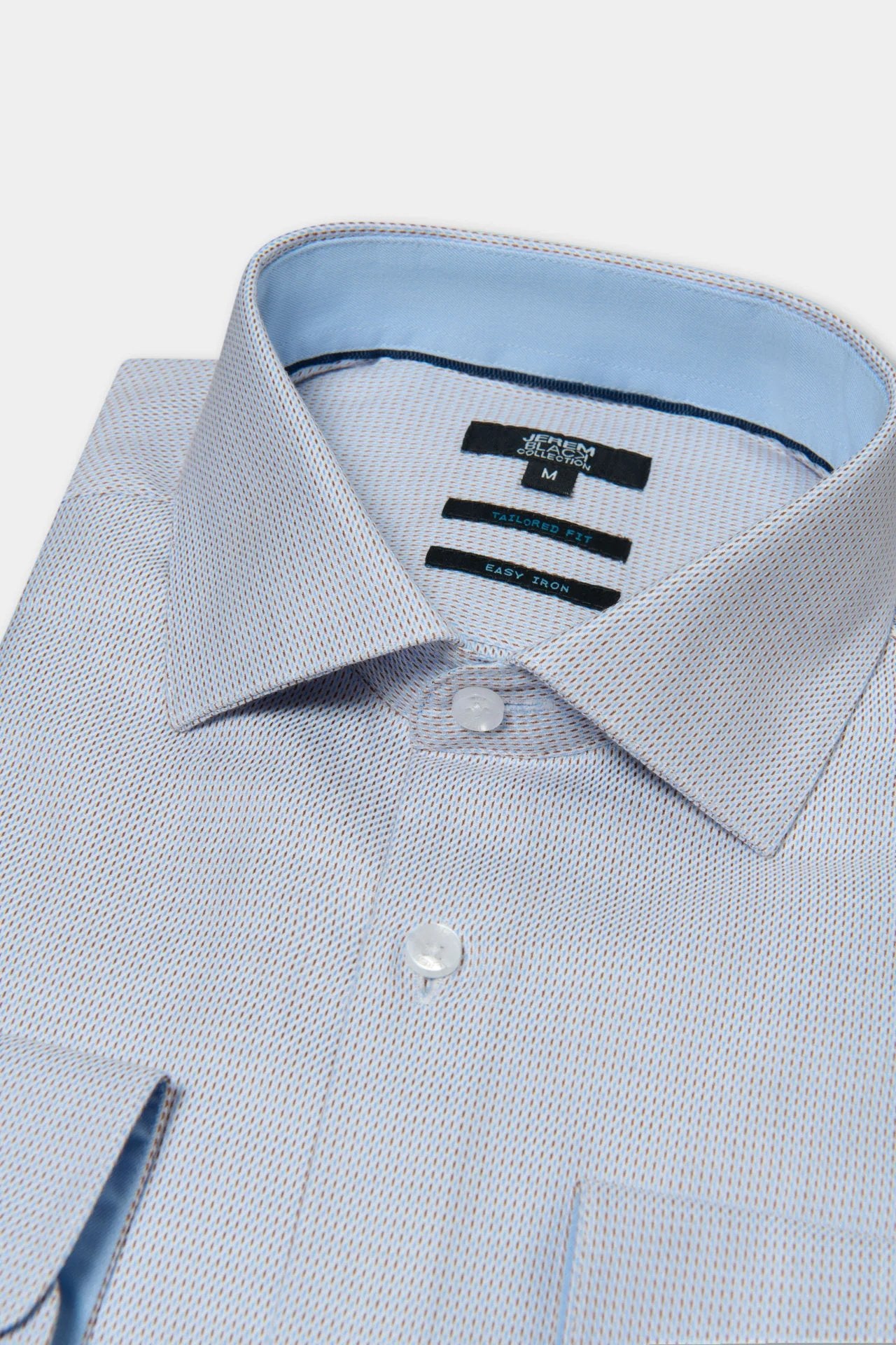 Chemise texturée, coton repassage facile coupe ajustée col semi-italien Jerem, coupe ajustée, repassage facile