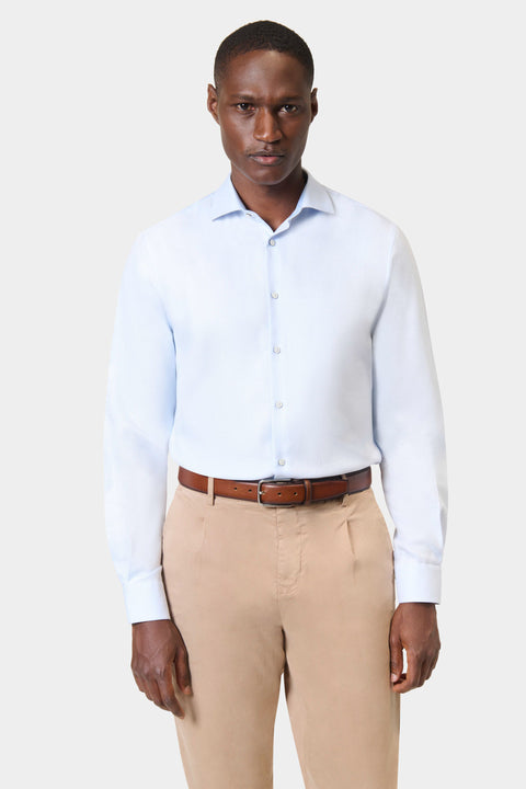 Camisa entallada azul de algodón de fácil planchado Jerem Paris