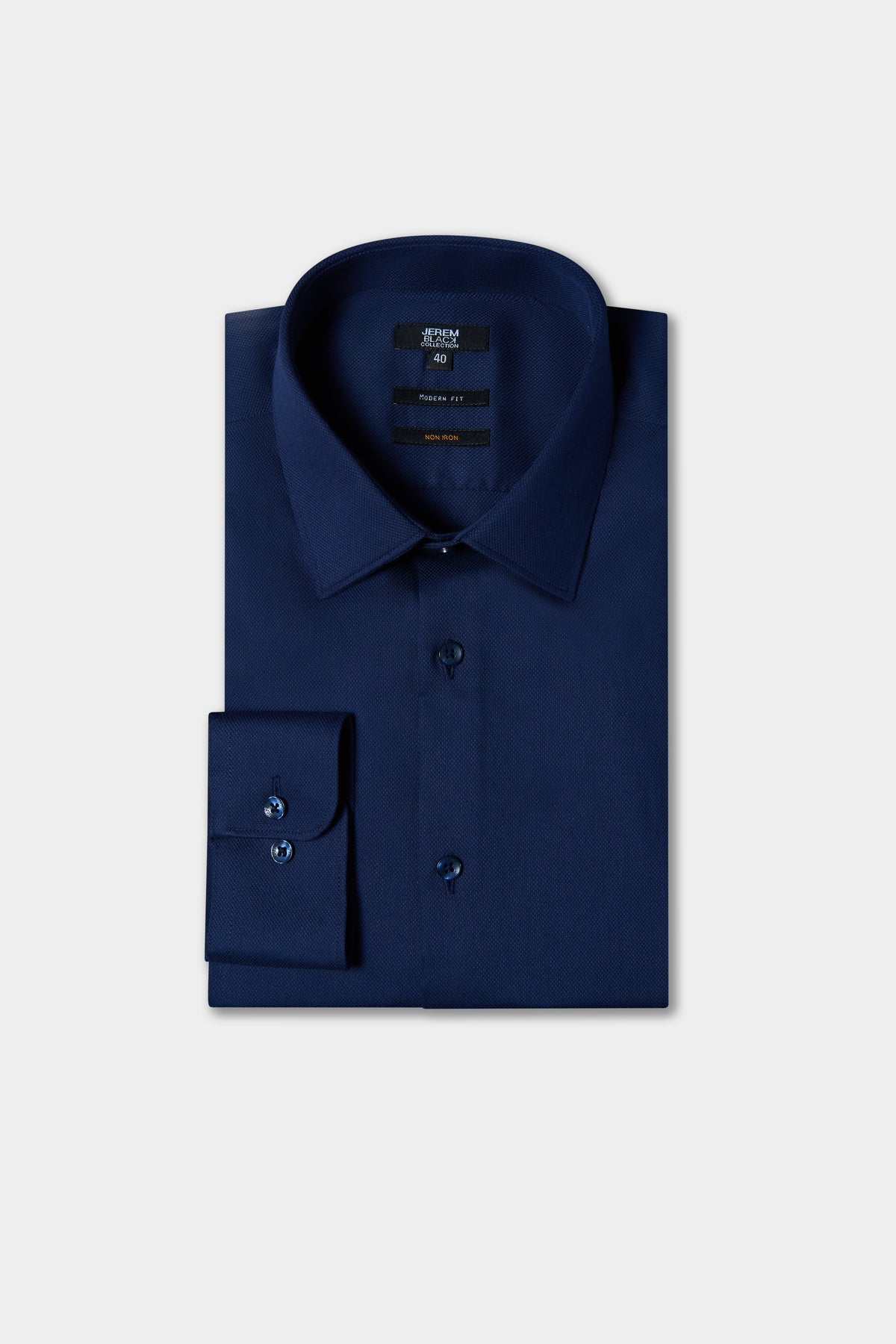 Chemise droite en pur coton texturé sans repassage