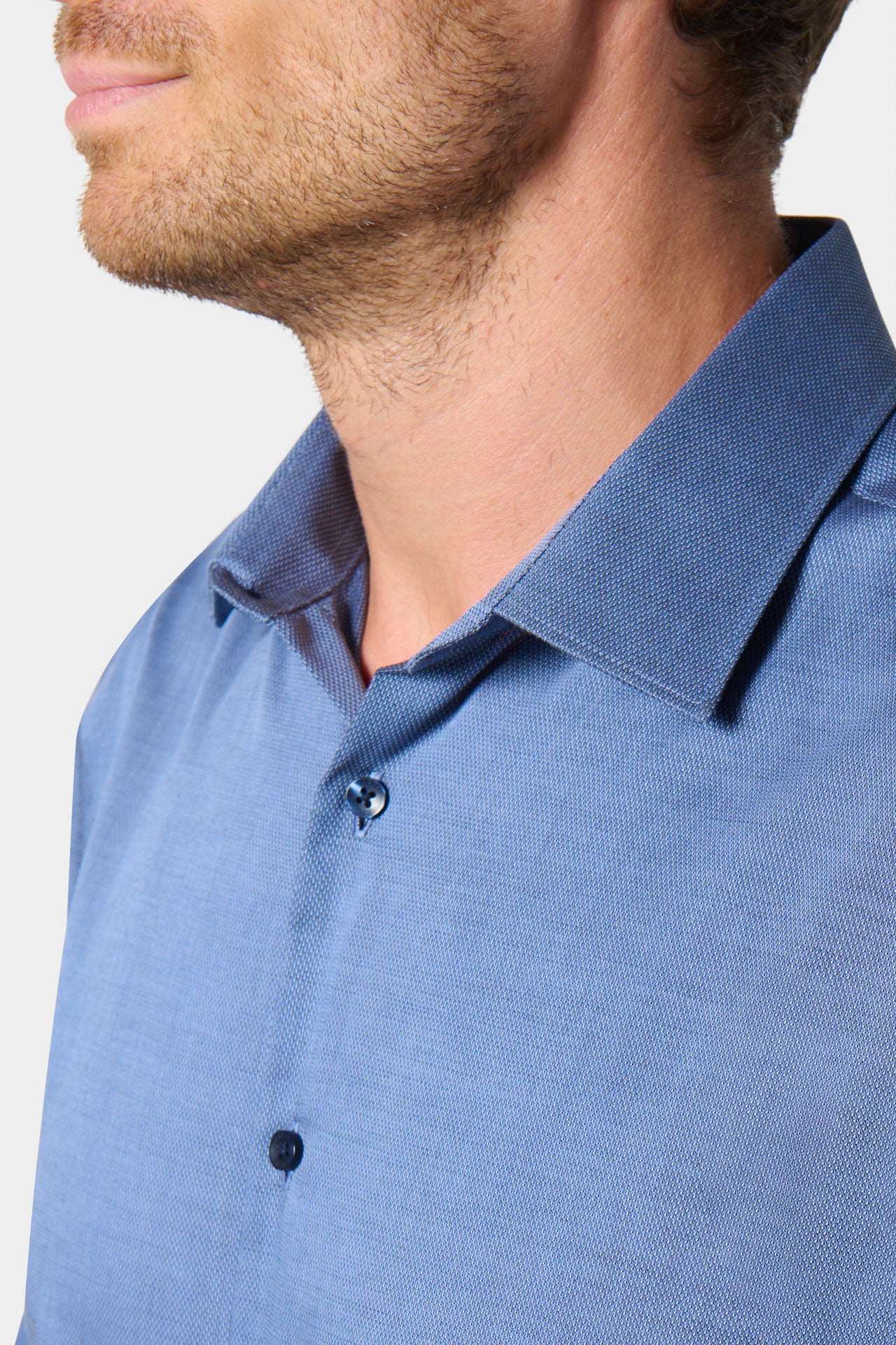 Chemise droite à micro-motif bleu sans repassage Jerem Paris, vue de dos