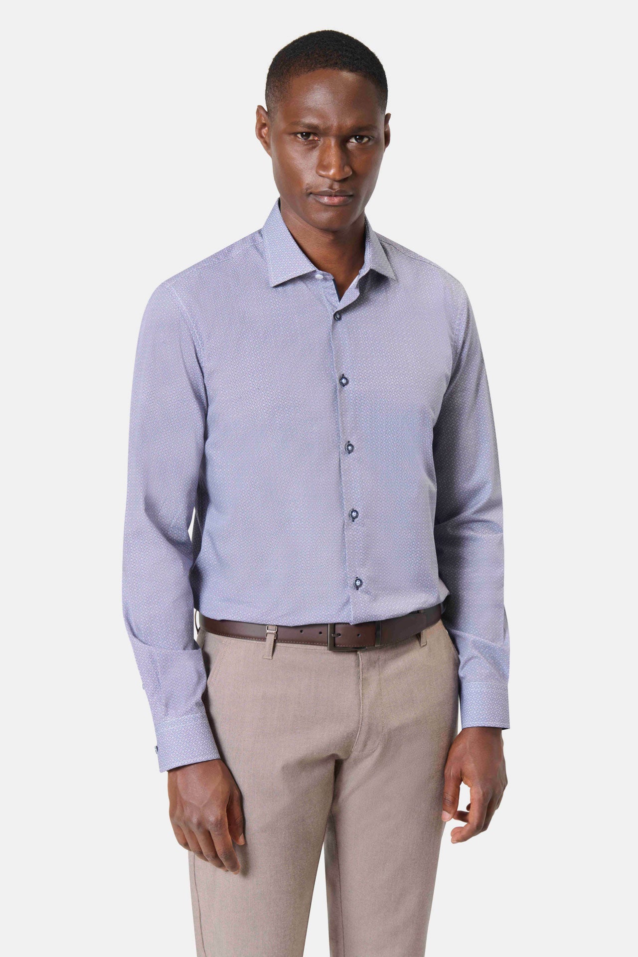 Chemise ajustée à imprimé géométrique en coton Jerem Paris