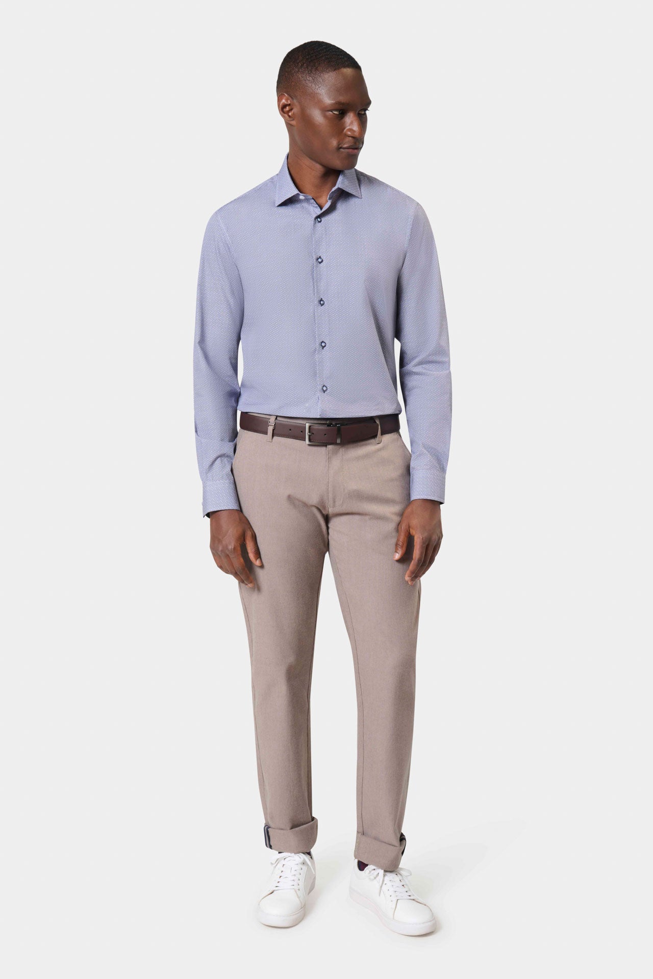 Chemise ajustée à imprimé géométrique en coton Jerem Paris, vue de face