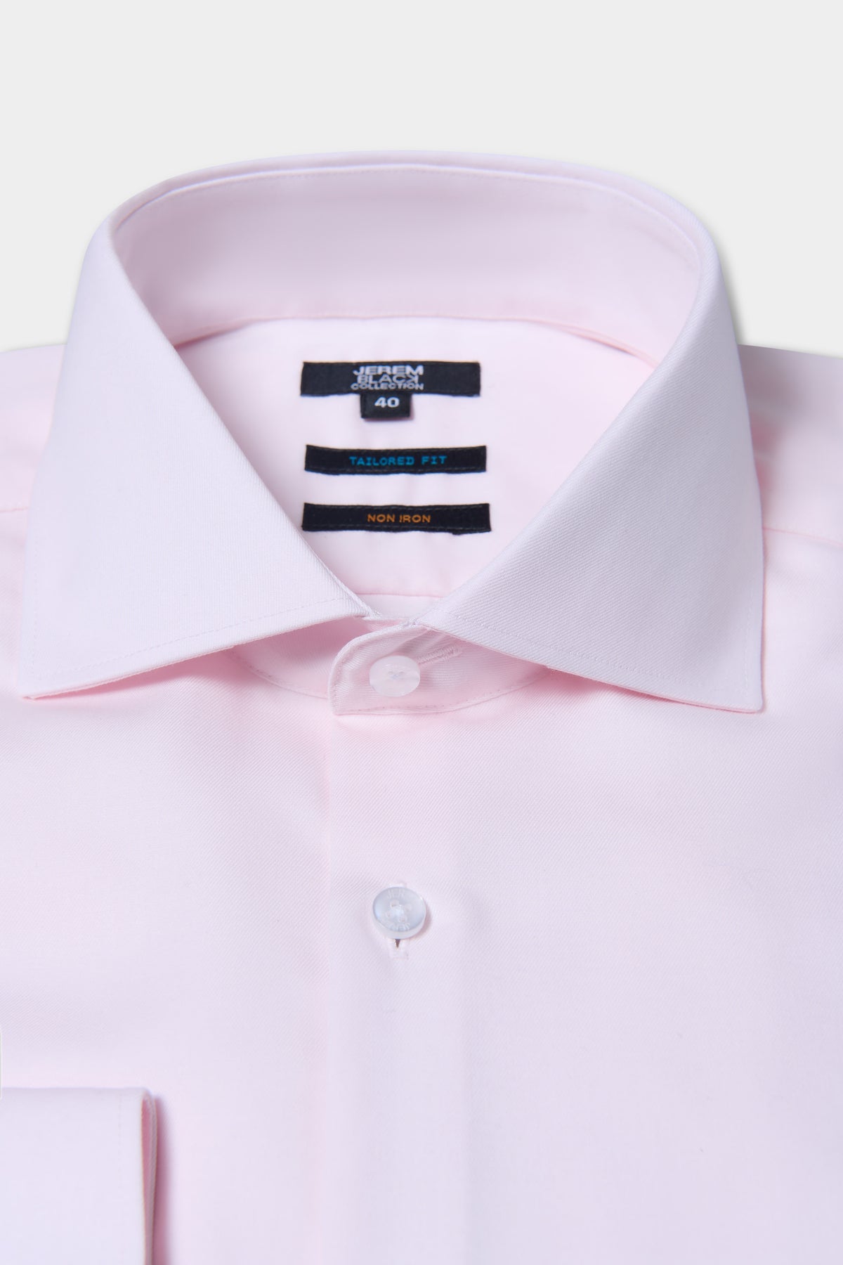 Chemise ajustée col italien en twill sans repassage