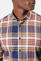 Chemise à carreaux col semi-italien en pur coton Jerem Paris, vue de face