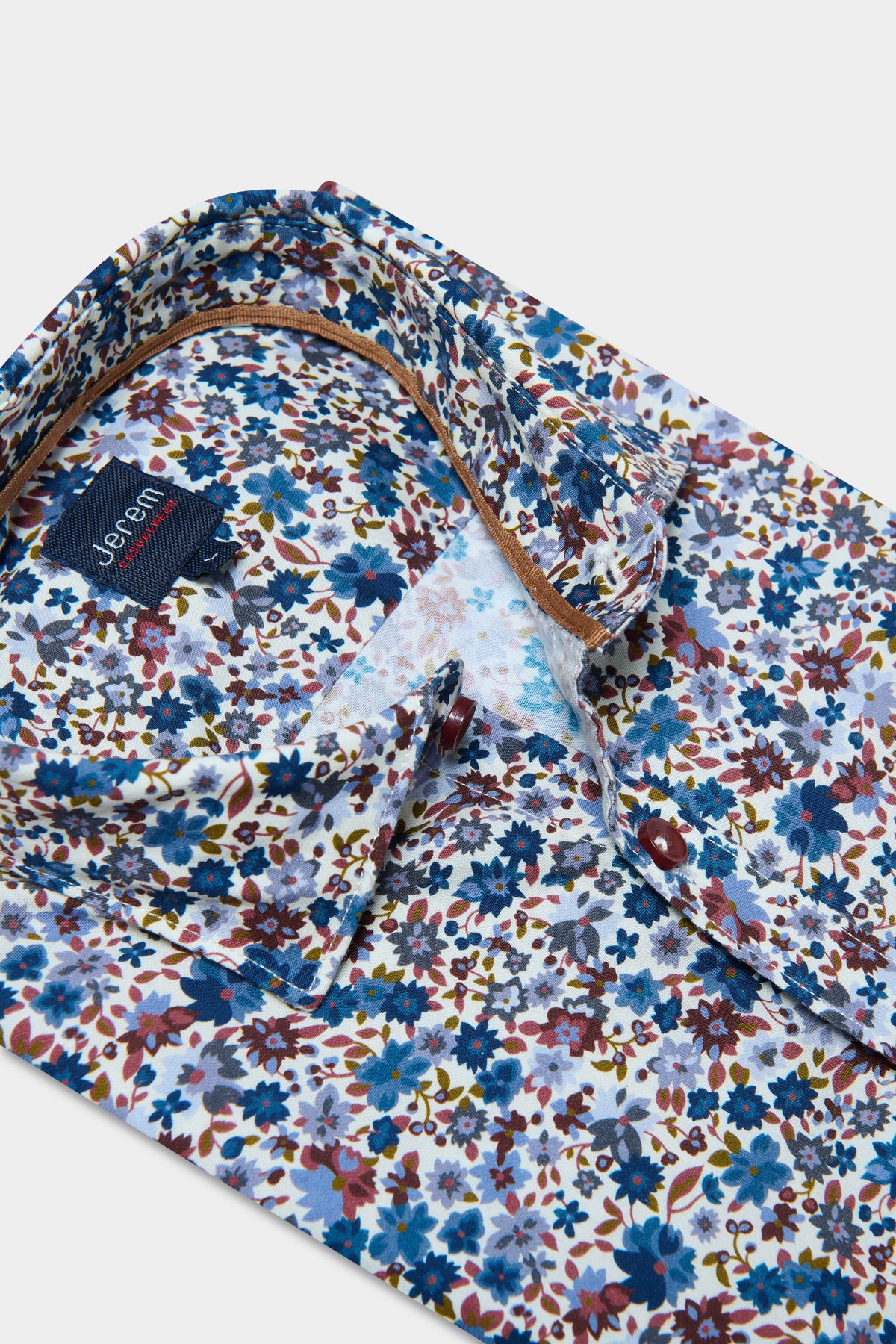 Chemise à imprimé fleuri col semi-italien
