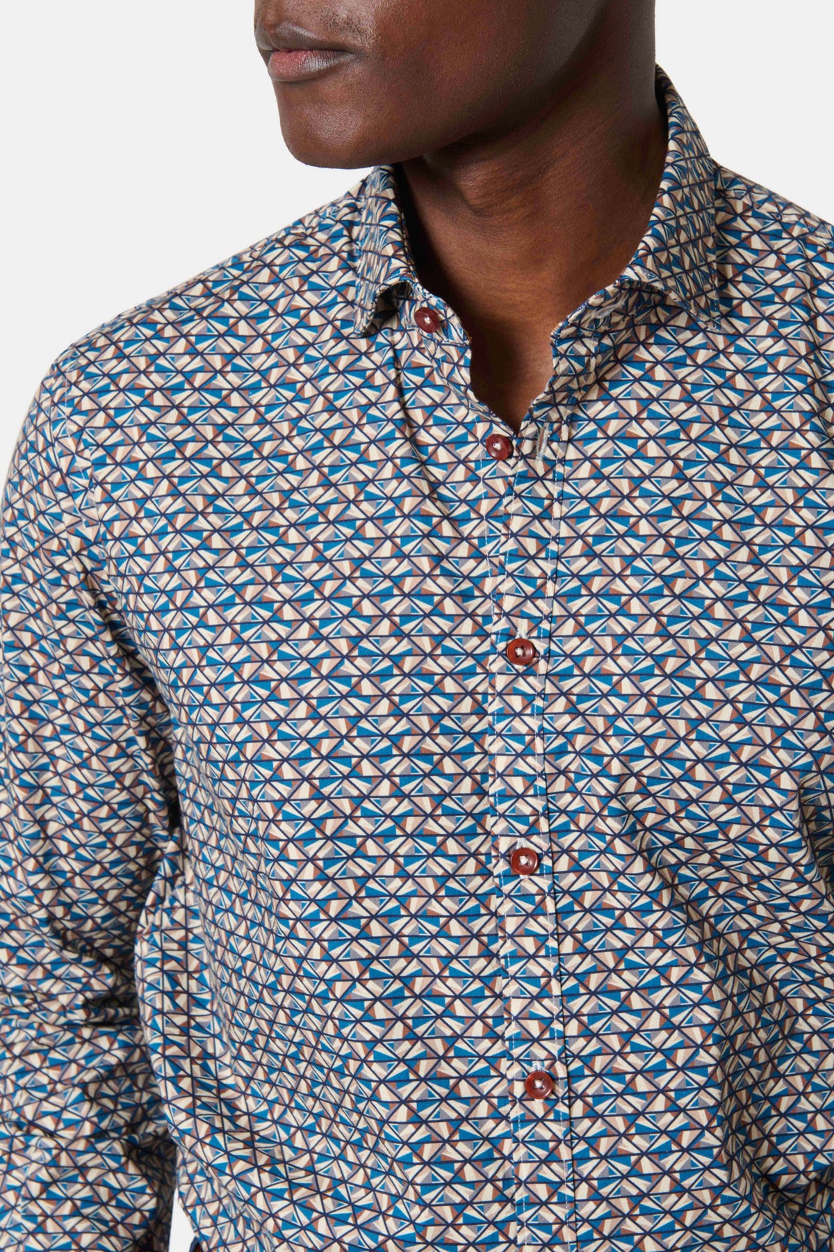 Chemise à imprimé fleuri col semi-italien Jerem Paris, vue de face