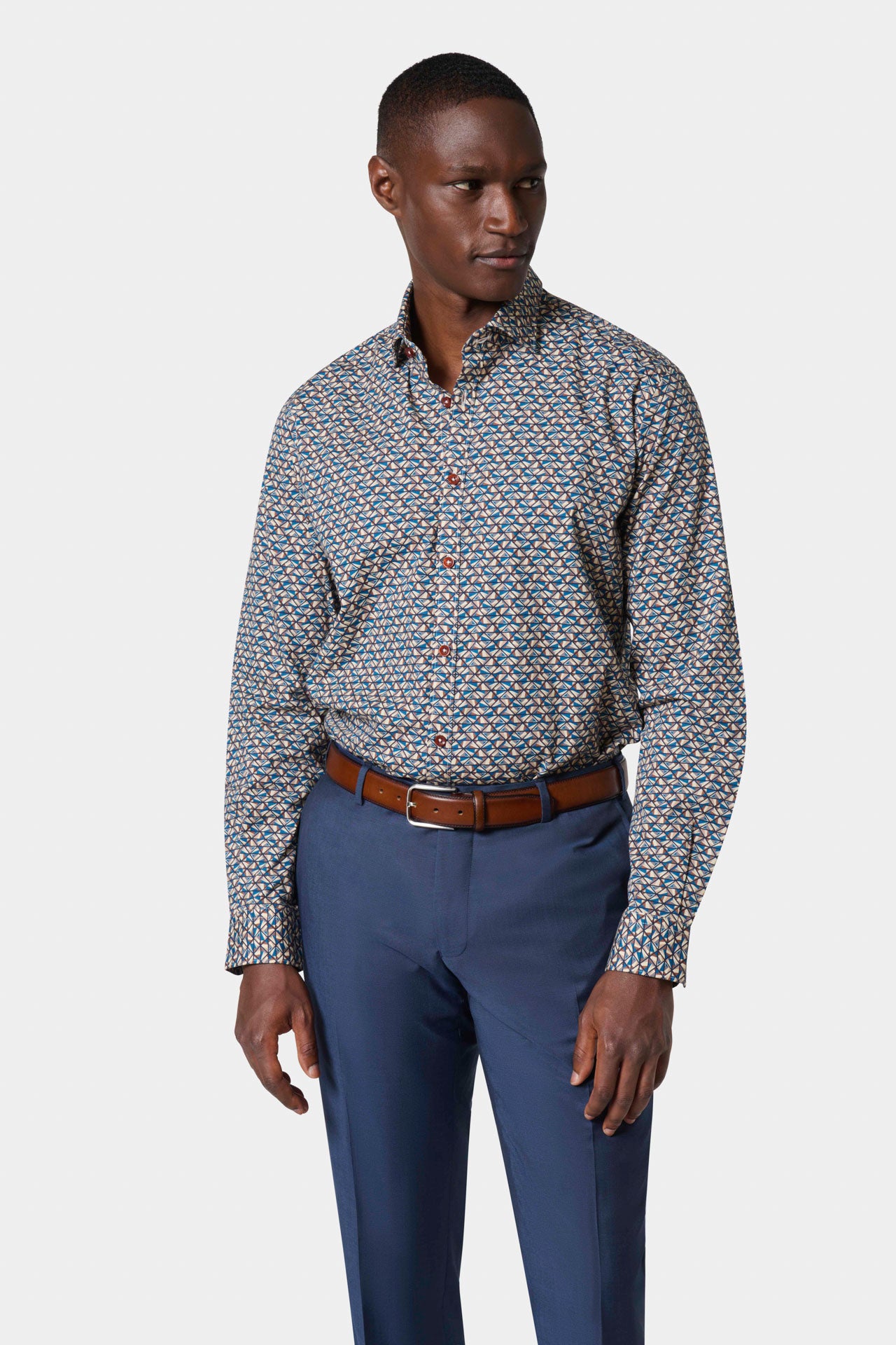 Chemise à imprimé fleuri col semi-italien Jerem Paris
