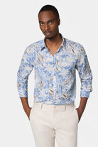 Chemise imprimée en lin coton Jerem, col classique, coupe confortable
