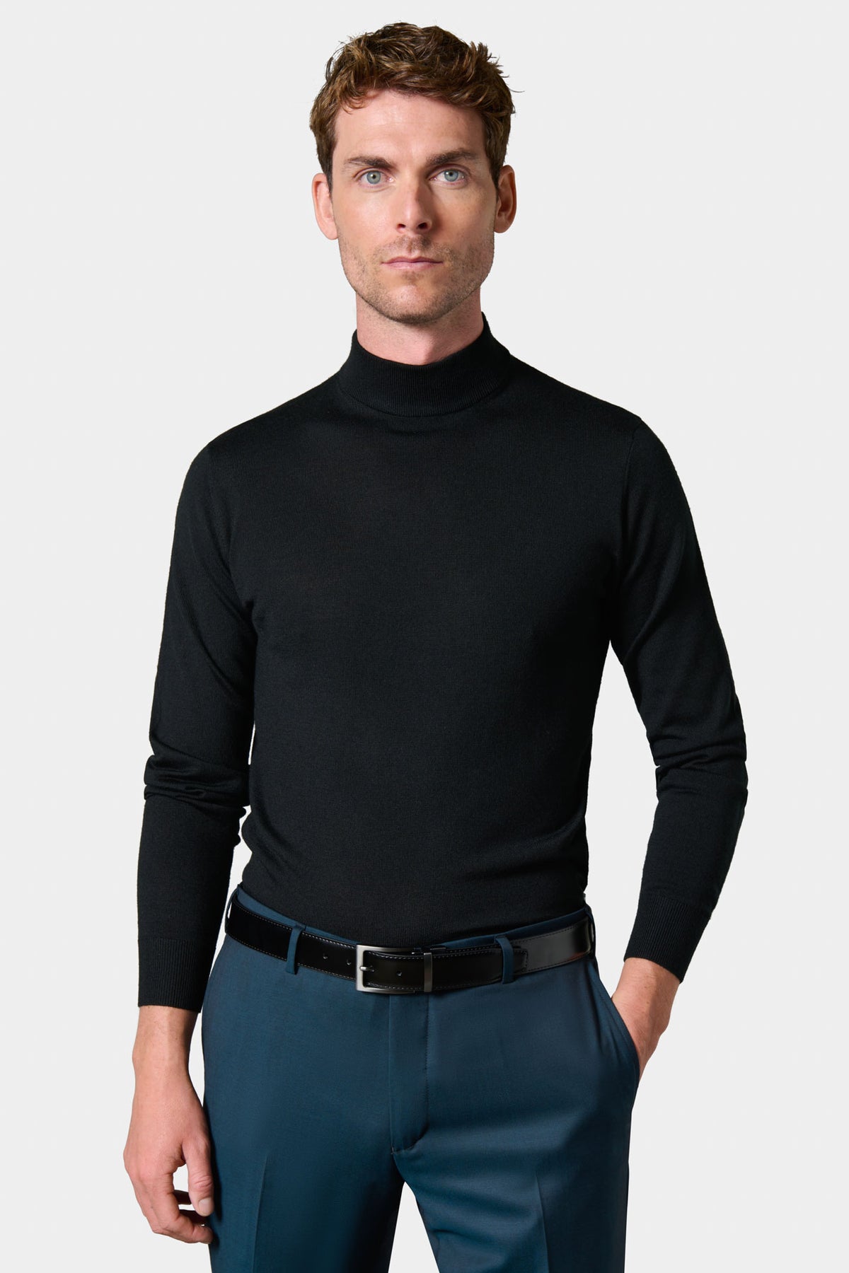 Funnel-neck jumper in merino wool