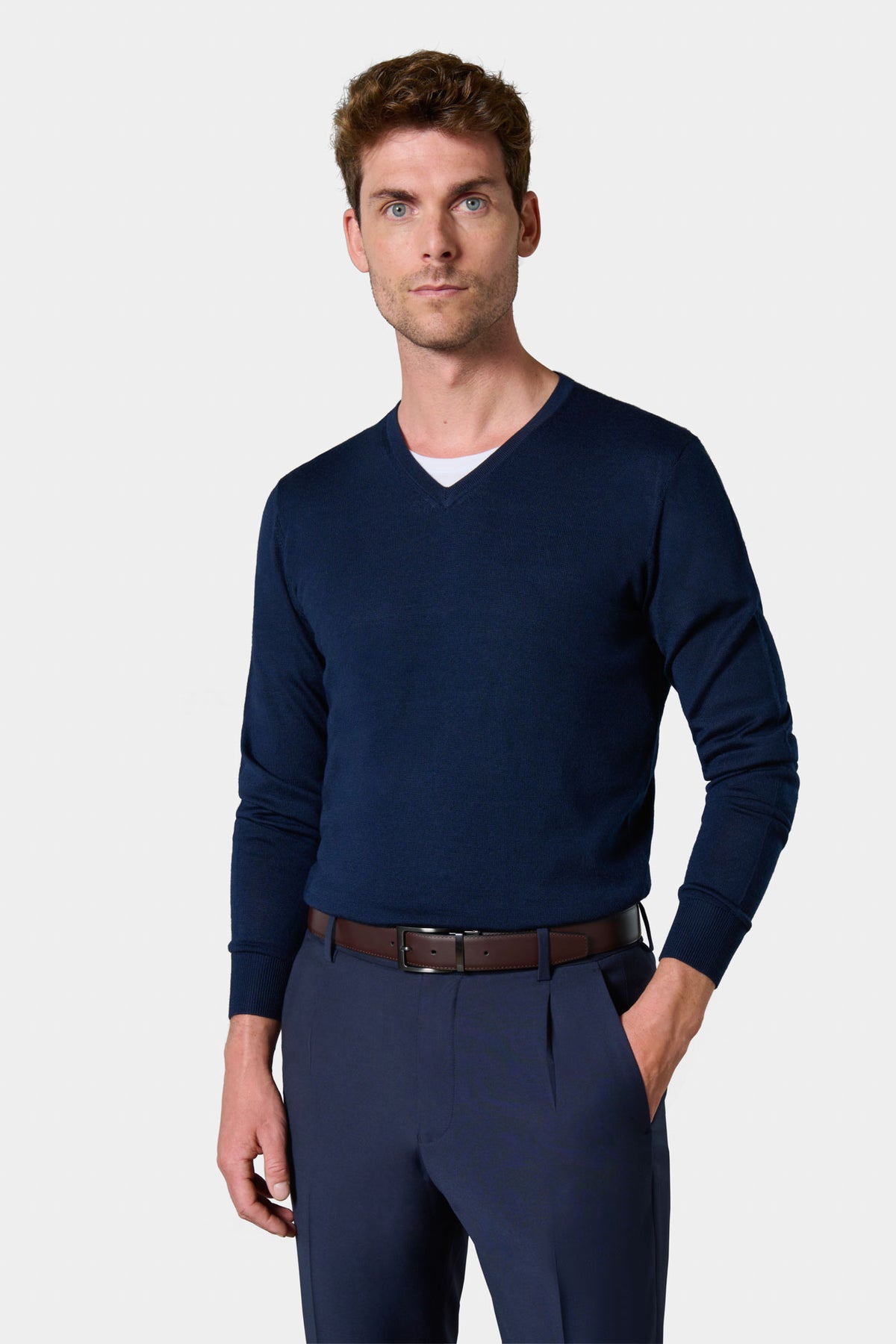 V-neck jumper in merino wool
