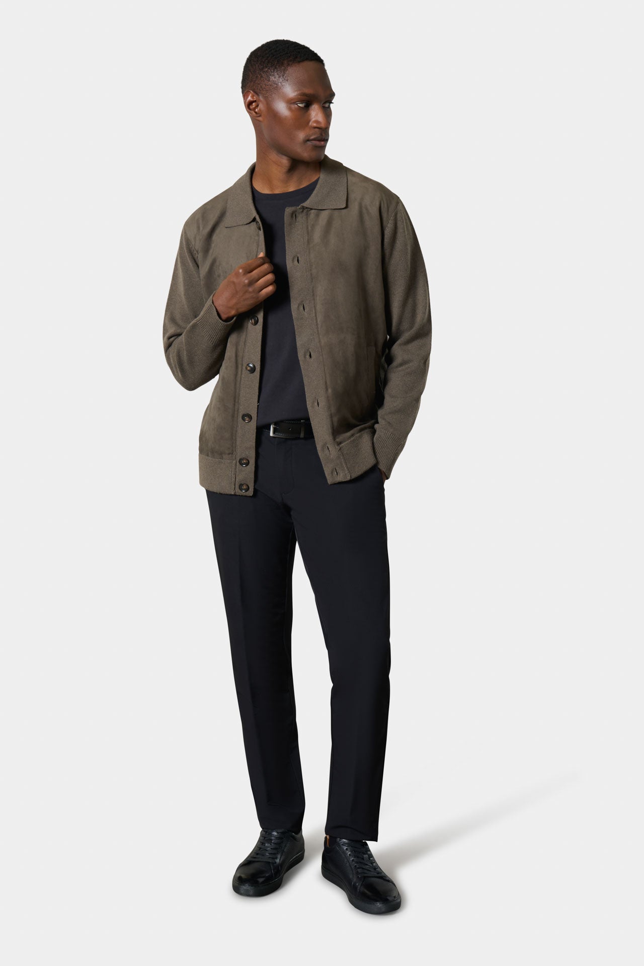 Cárdigan abotonado de punto jersey con cuello camisero Jerem – vista 3
