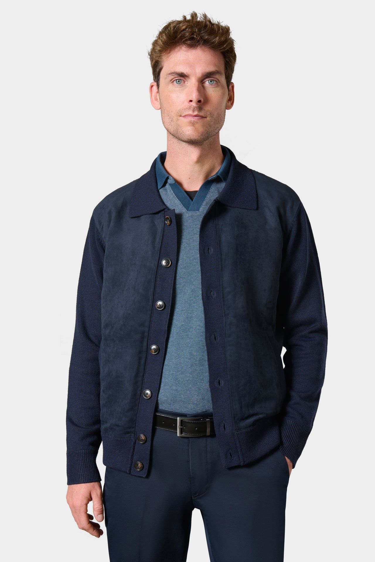 Cárdigan abotonado de punto jersey con cuello camisero Jerem – vista 4
