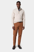 Pull col montant boutonné en coton, coloris ivoire — Jerem Paris