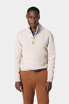 Pull col montant boutonné en coton, coloris ivoire — photo 3