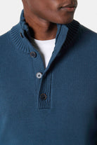 Pull col montant boutonné en coton, coloris vert — photo 2
