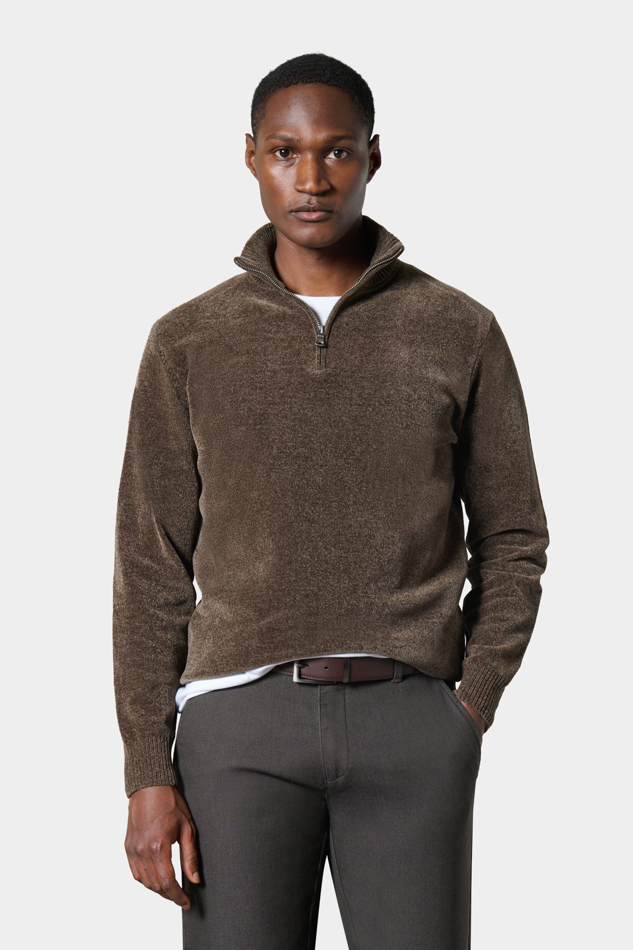 Jersey de cuello alto con cremallera en punto chenille Jerem