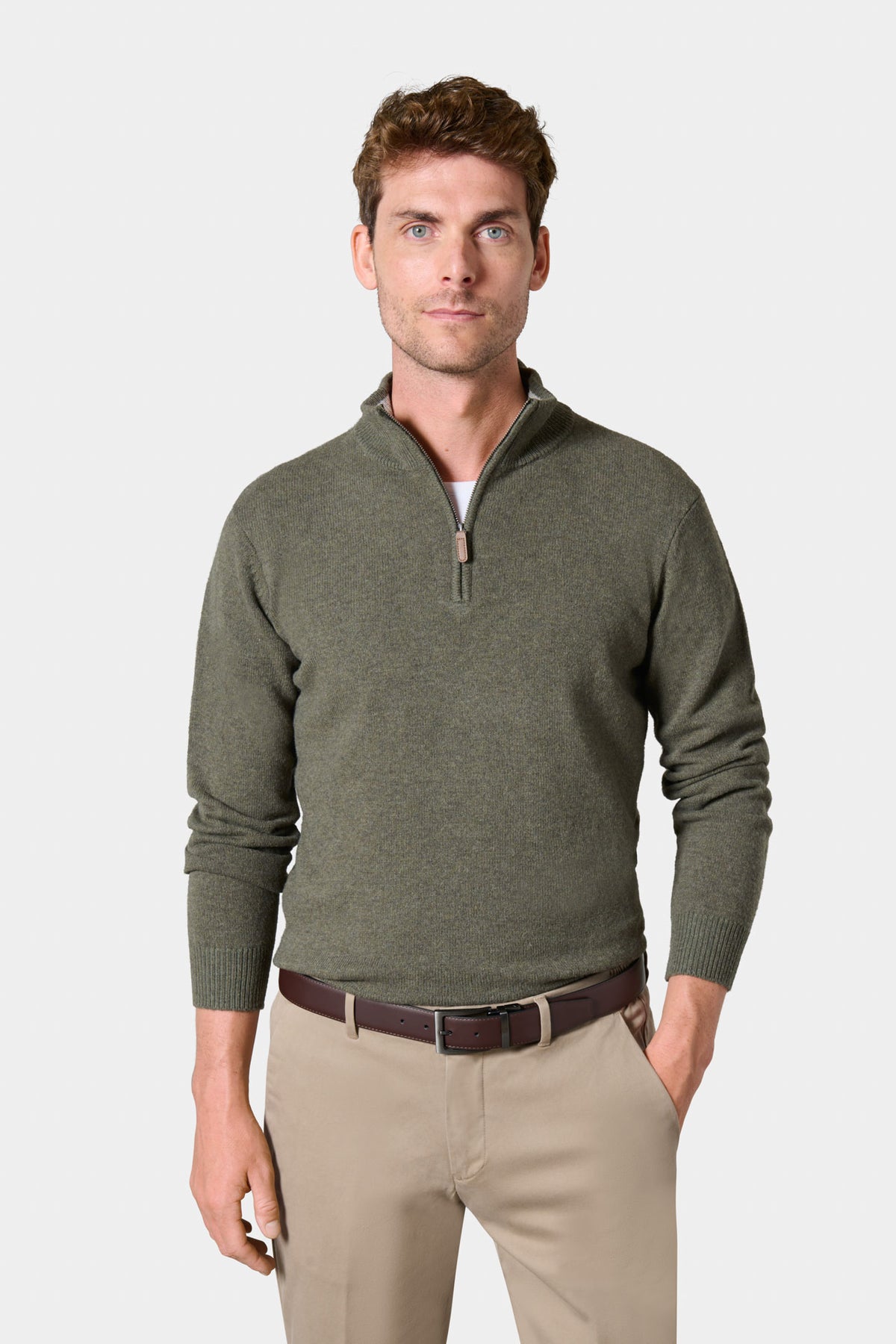 Pull col zippé en pure laine d’agneau