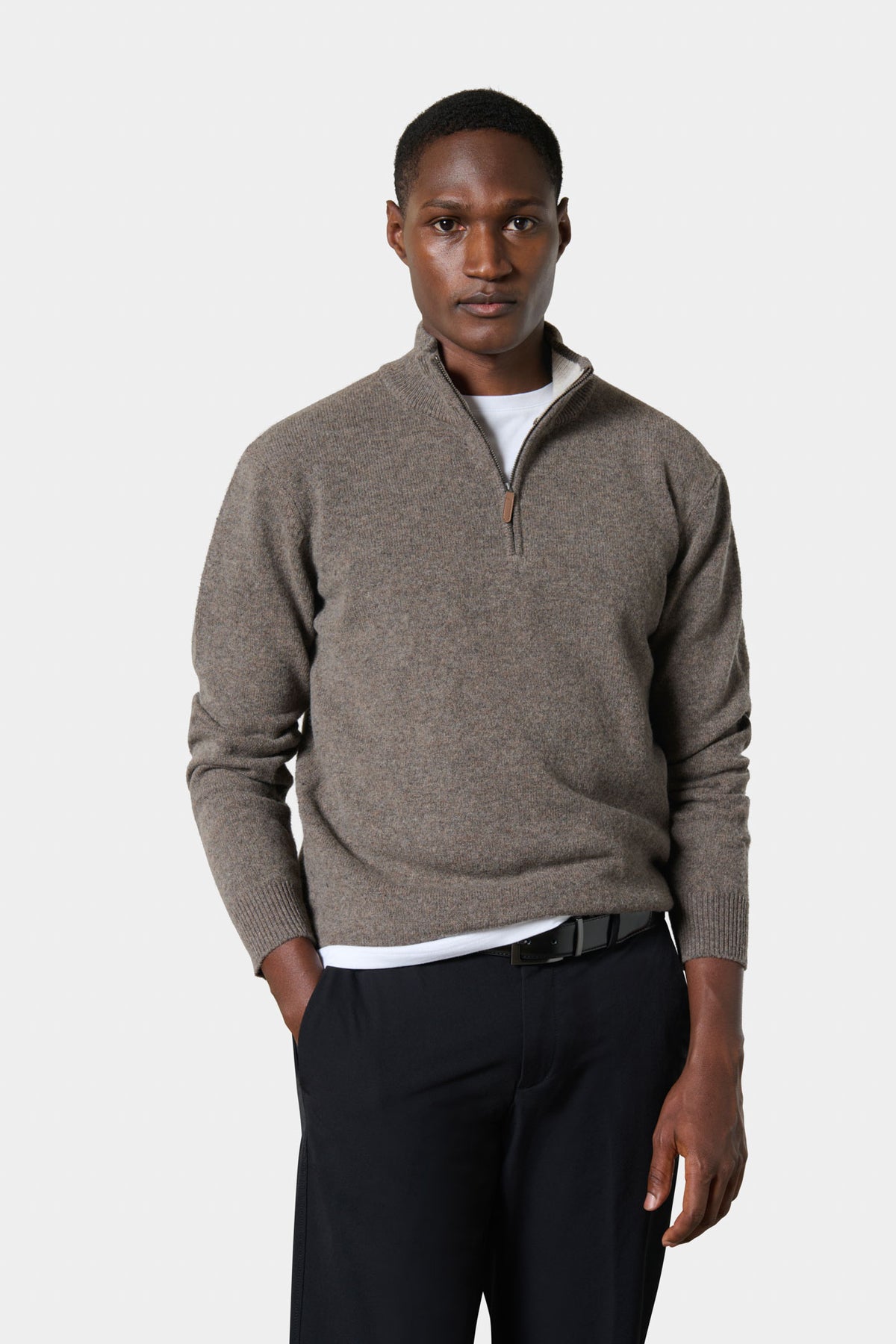 Pull col zippé en pure laine d’agneau