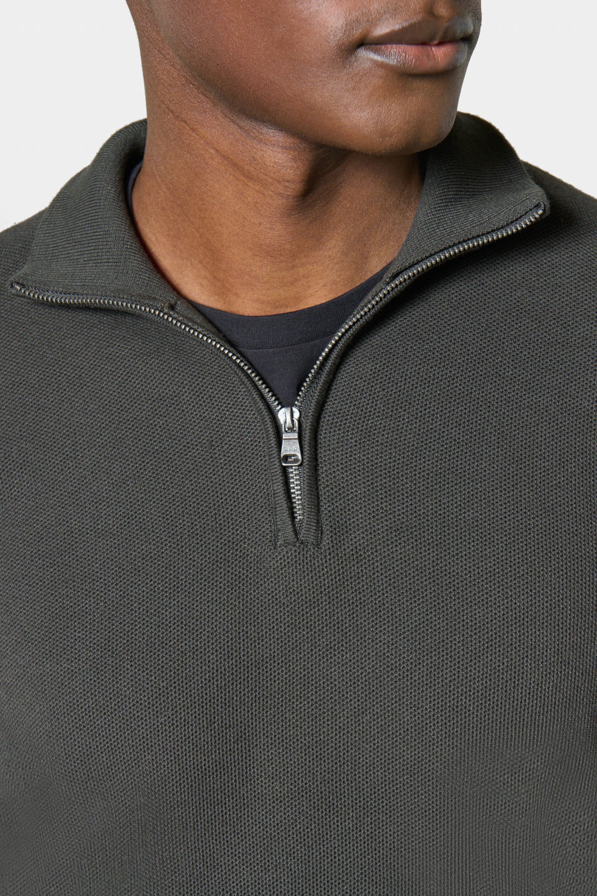 Jersey de cuello con cremallera en punto nido de abeja