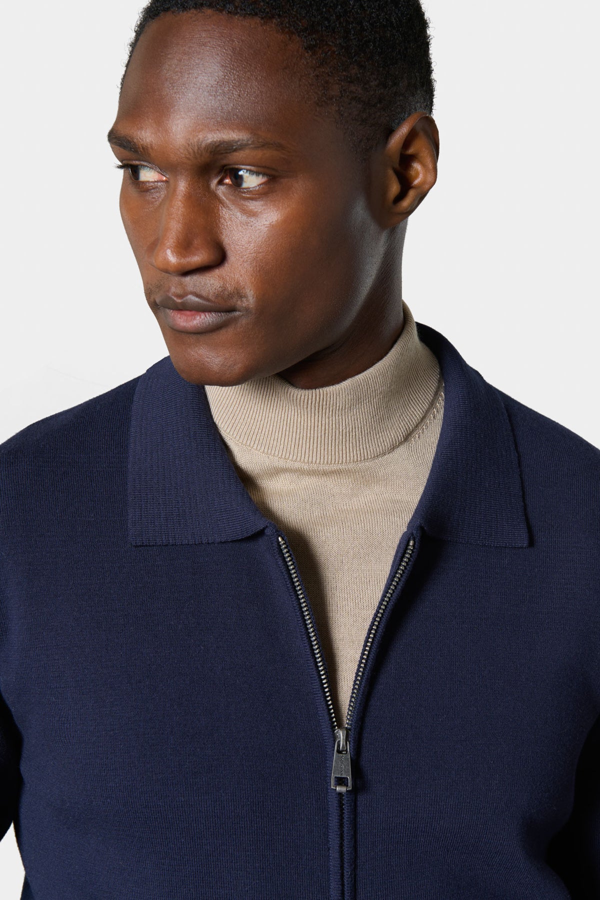 Cárdigan con cremallera y cuello camisero en punto milano Jerem – vista 3
