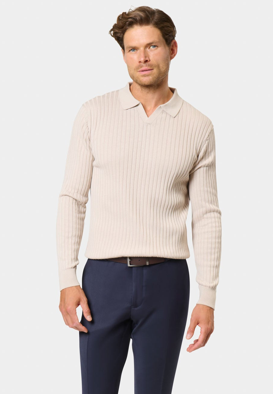 Pull col polo ouvert en maille jacquard Jerem Paris, vue de dos