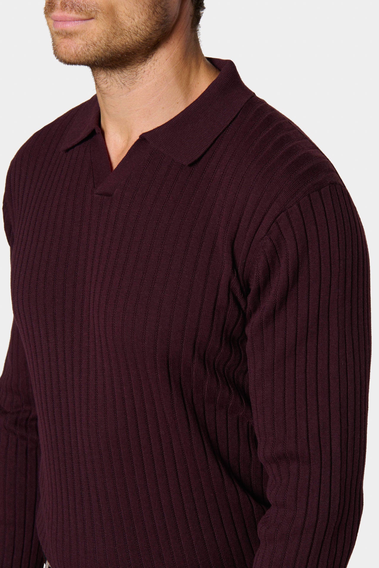 Pull col polo ouvert en maille jacquard Jerem Paris, vue de face