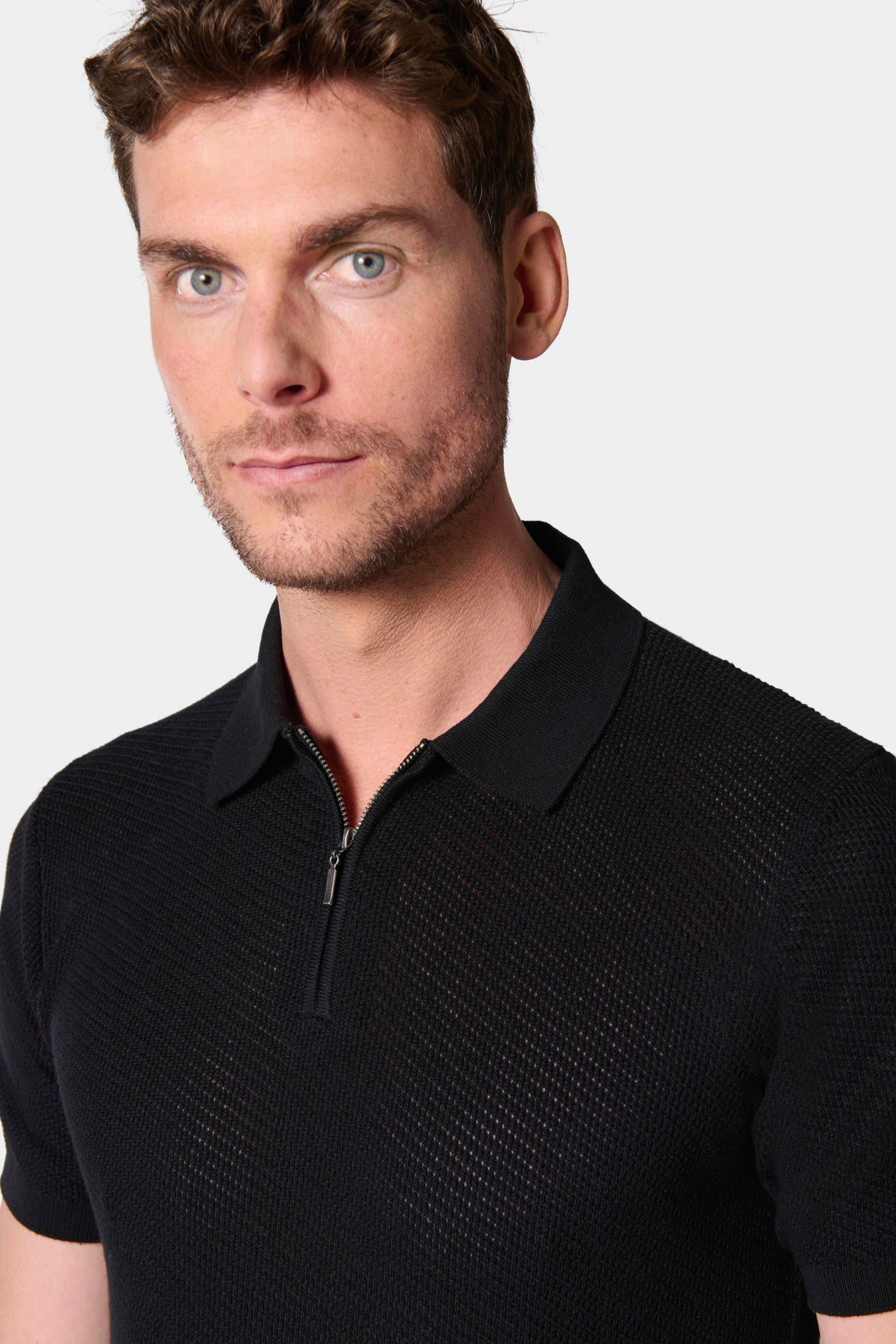 Pull zippé col polo Jerem, col chemise vue 5