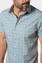 Chemise manches courtes, popeline de coton imprimé fantaisie - regular fit Jerem, col classique