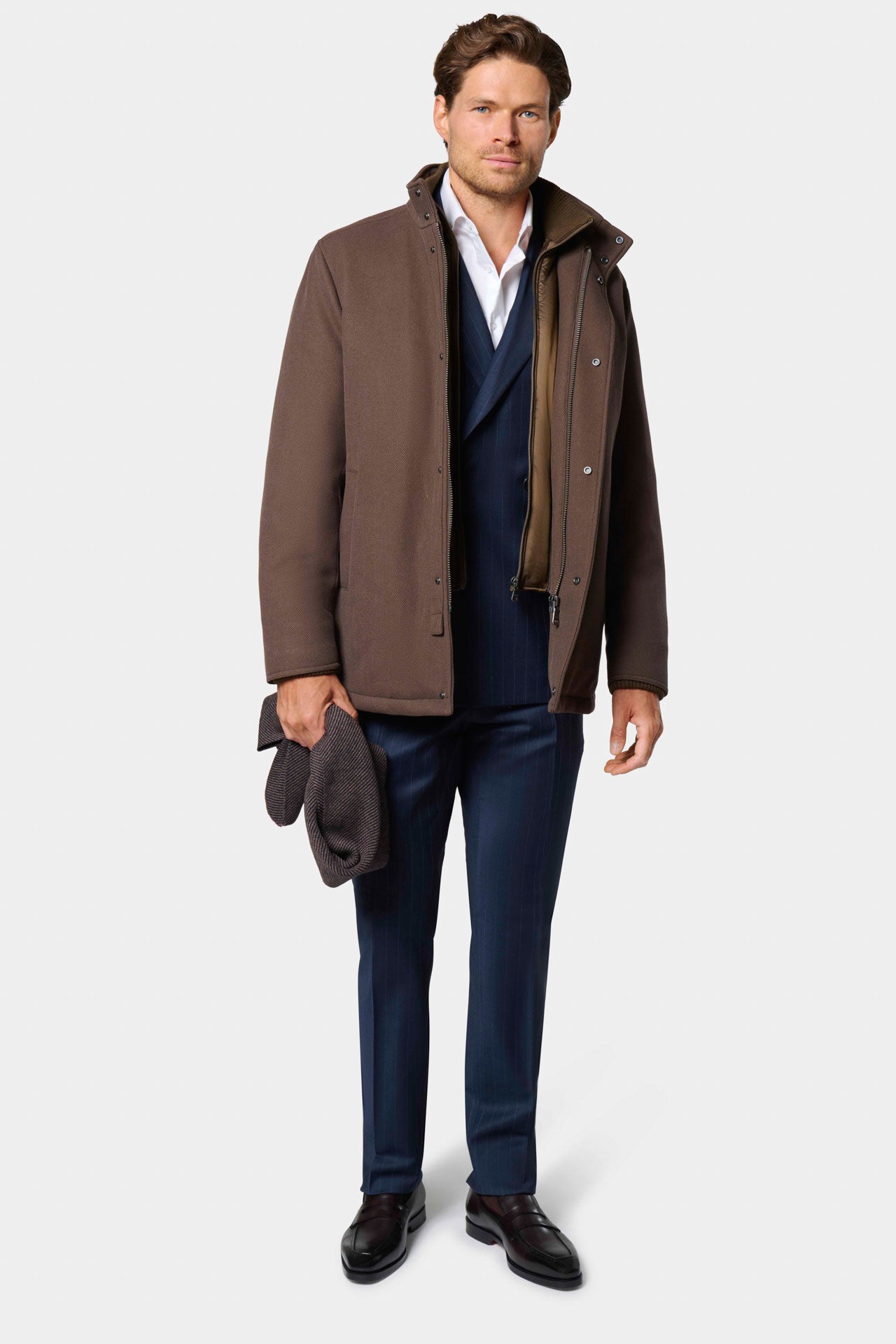 Manteau mi-long col montant à plastron amovible Jerem Paris, vue de dos