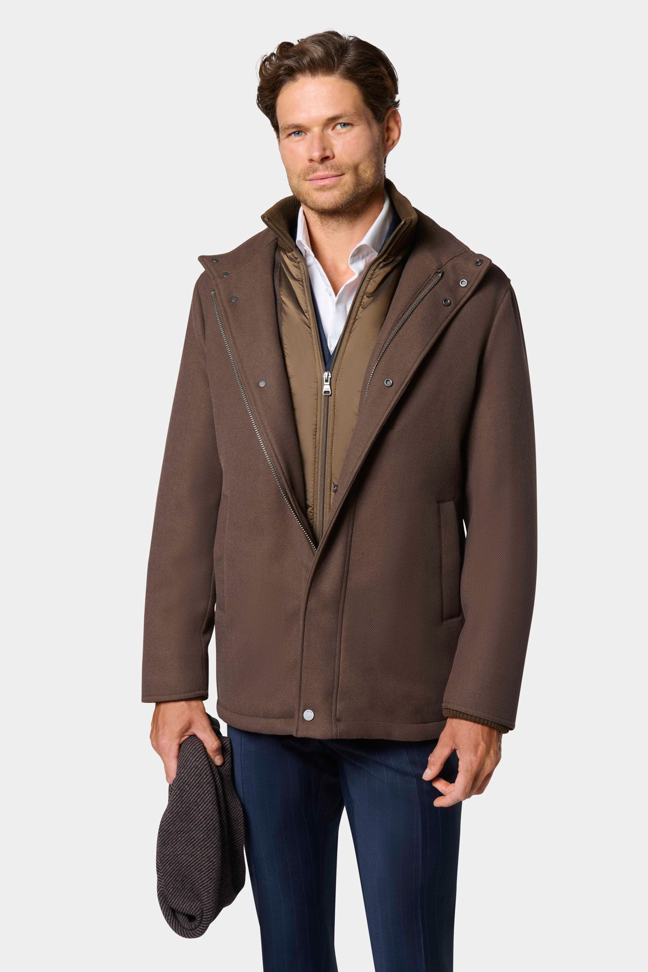 Manteau mi-long col montant à plastron amovible Jerem Paris